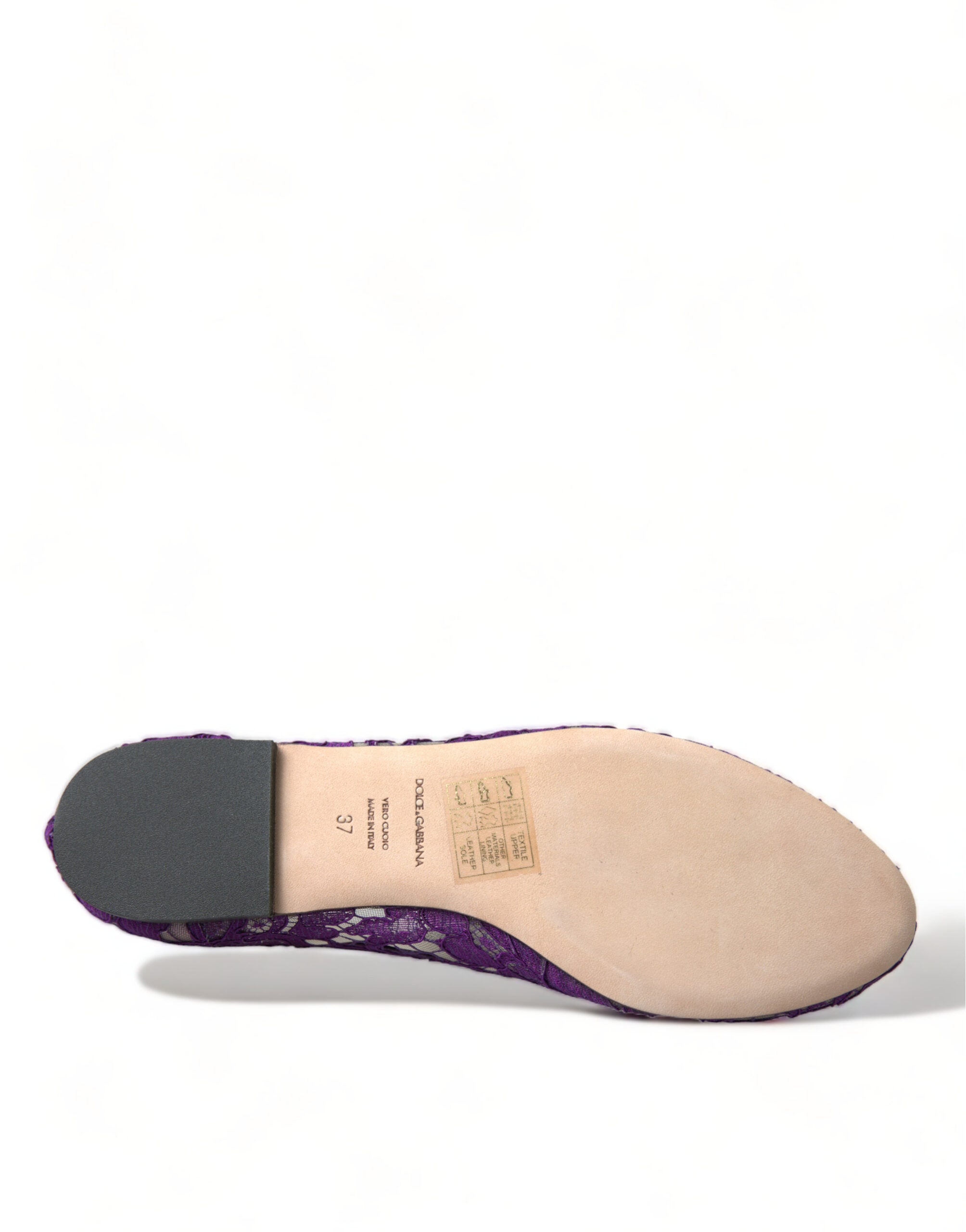 Dolce & Gabbana Purple Vally Taormina Lace Crystal Flats Shoes