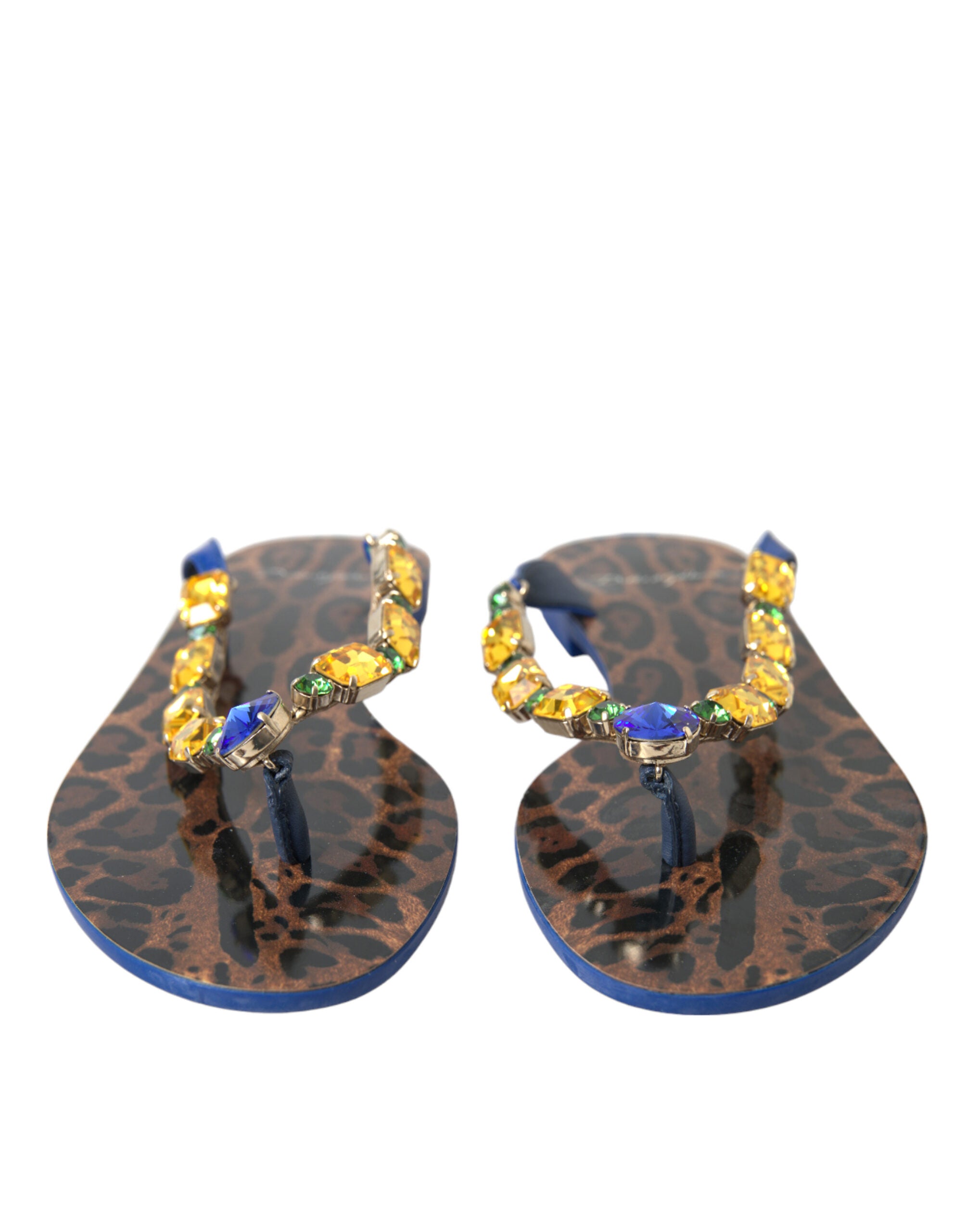 Dolce & Gabbana Blau Kristalle Flats Sandalen Beachwear Schuhe