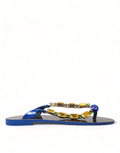 Dolce & Gabbana Blau Kristalle Flats Sandalen Beachwear Schuhe
