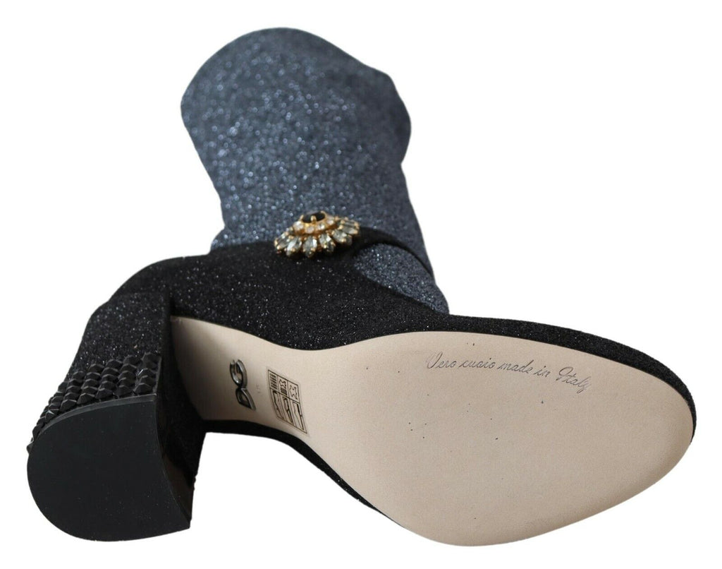 Dolce & Gabbana Schwarz Crystal Mary Janes Booties Schuhe