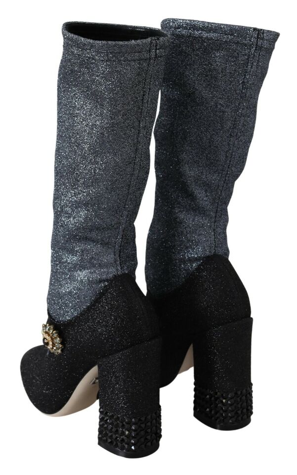 Dolce & Gabbana Schwarz Crystal Mary Janes Booties Schuhe