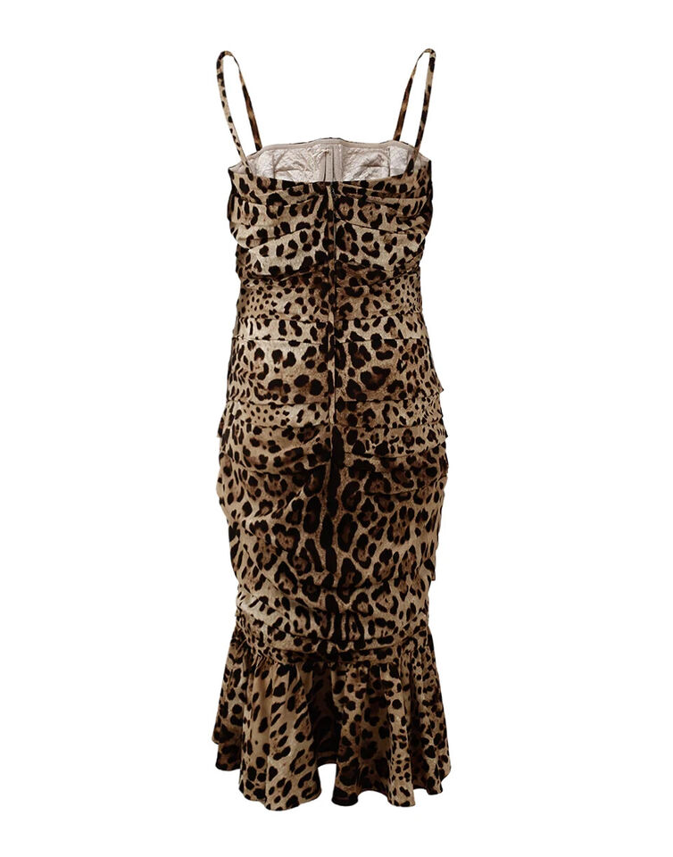 Dolce & Gabbana Leopard Print Ruffled Midi Dress