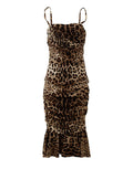 Dolce & Gabbana Leopard Print Ruffled Midi Dress