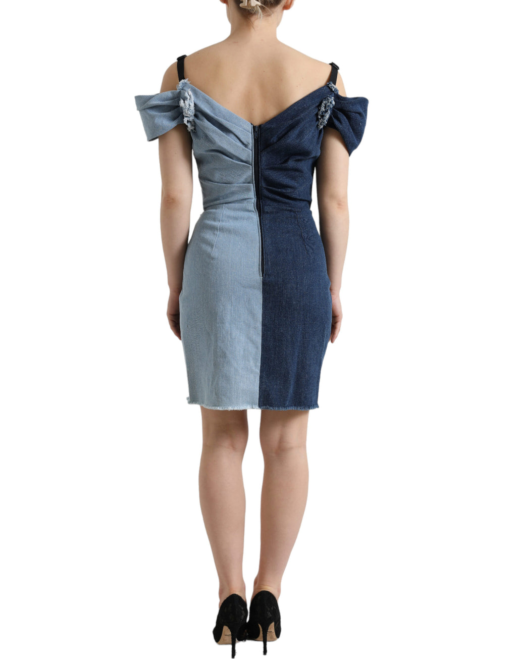 Dolce & Gabbana Blue Patchwork Two-Tone Denim Minidress