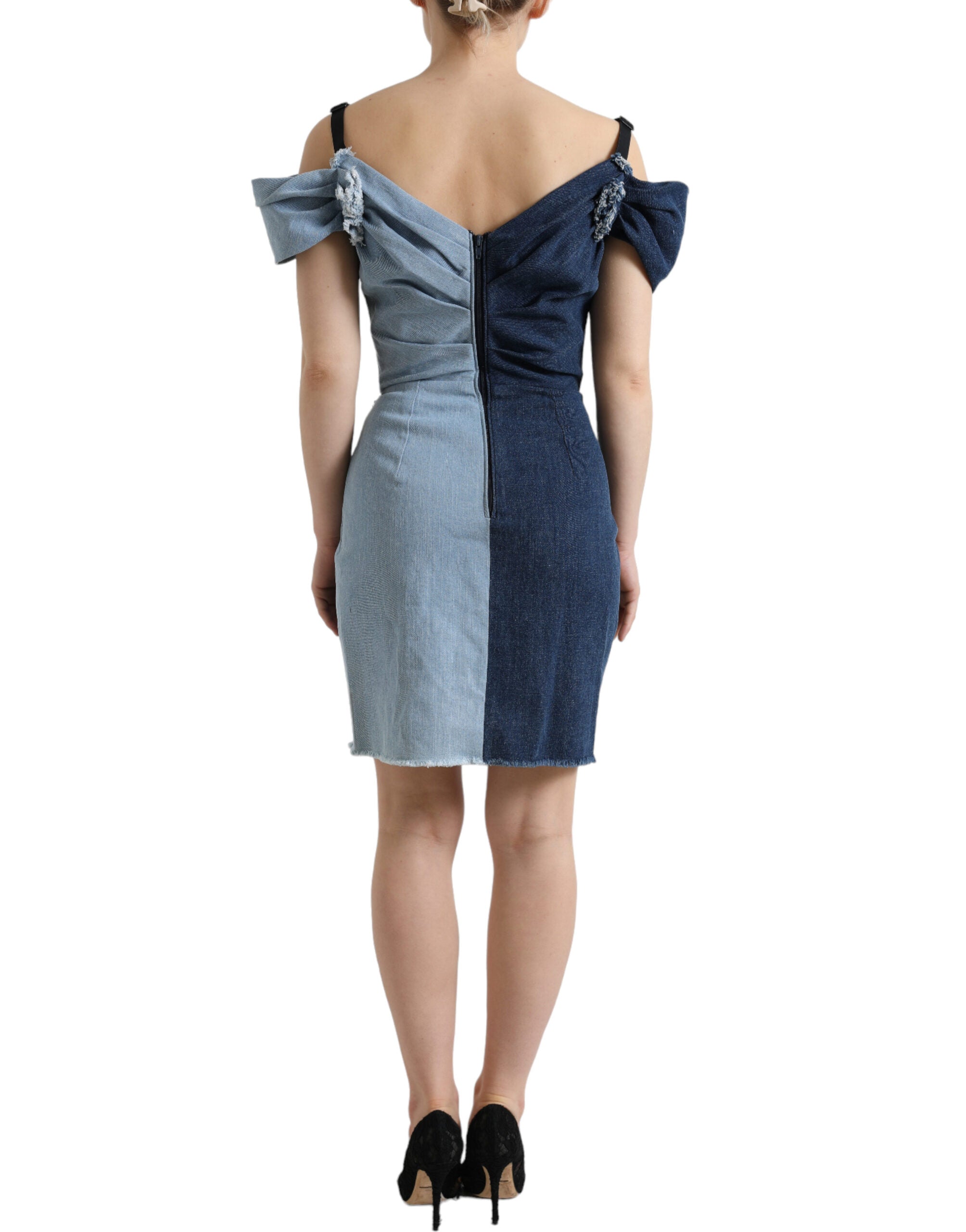 Dolce & Gabbana Blue Patchwork Two-Tone Denim Minidress