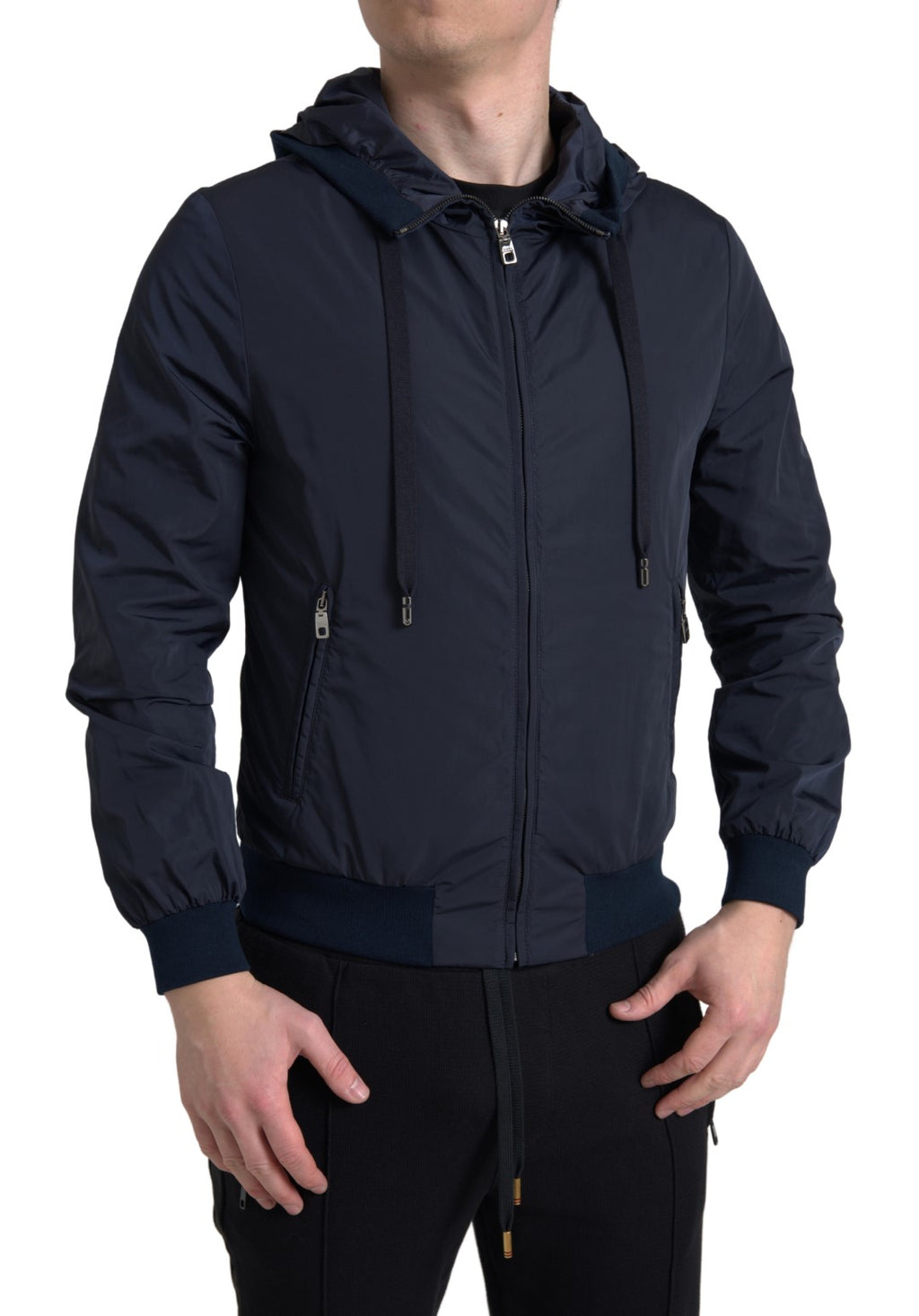 Dolce & Gabbana Blue Logo Polyester Full-Zip Hoodie