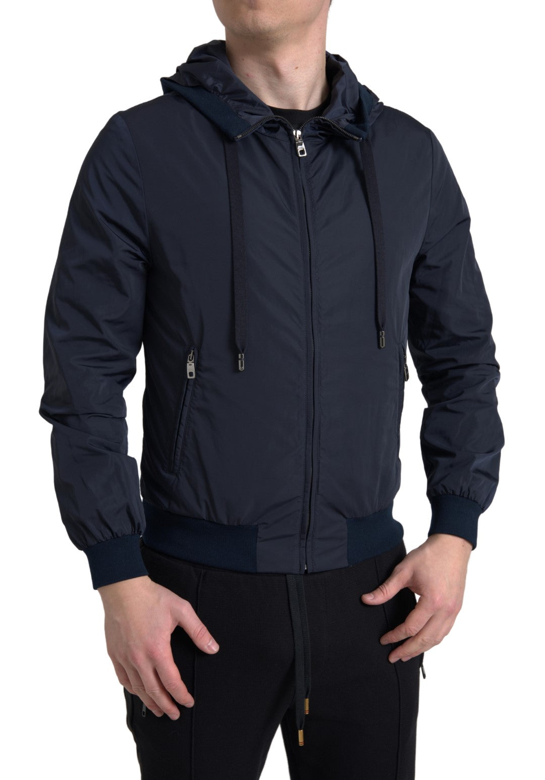 Dolce & Gabbana Blue Logo Polyester Full-Zip Hoodie