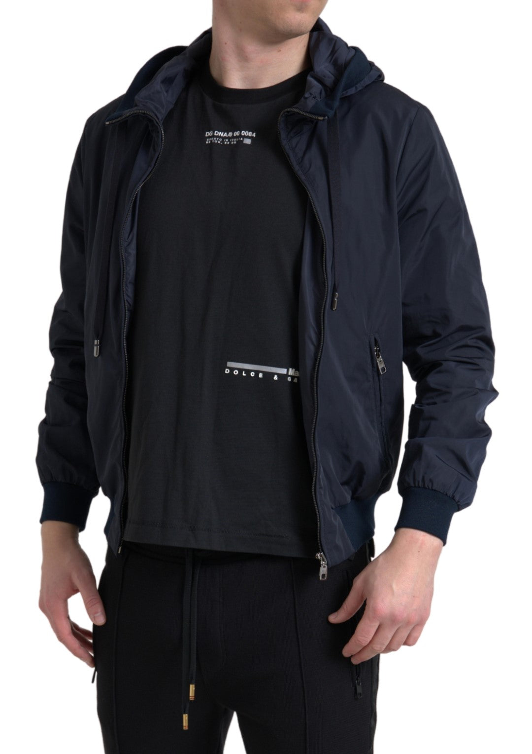 Dolce & Gabbana Blue Logo Polyester Full-Zip Hoodie
