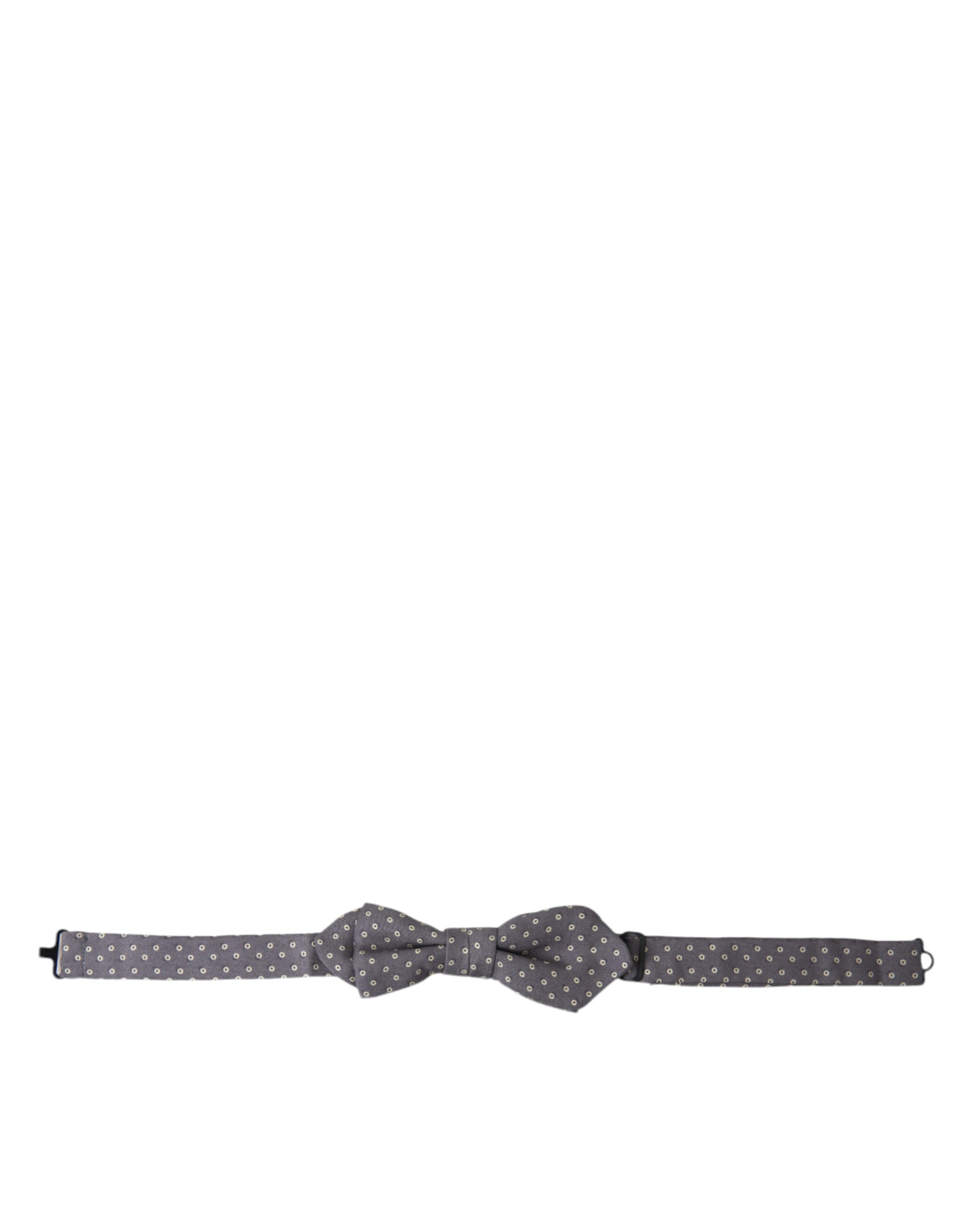 Dolce & Gabbana Grey Polka Dot Silk Bow Tie with Adjustable Neck Papillon