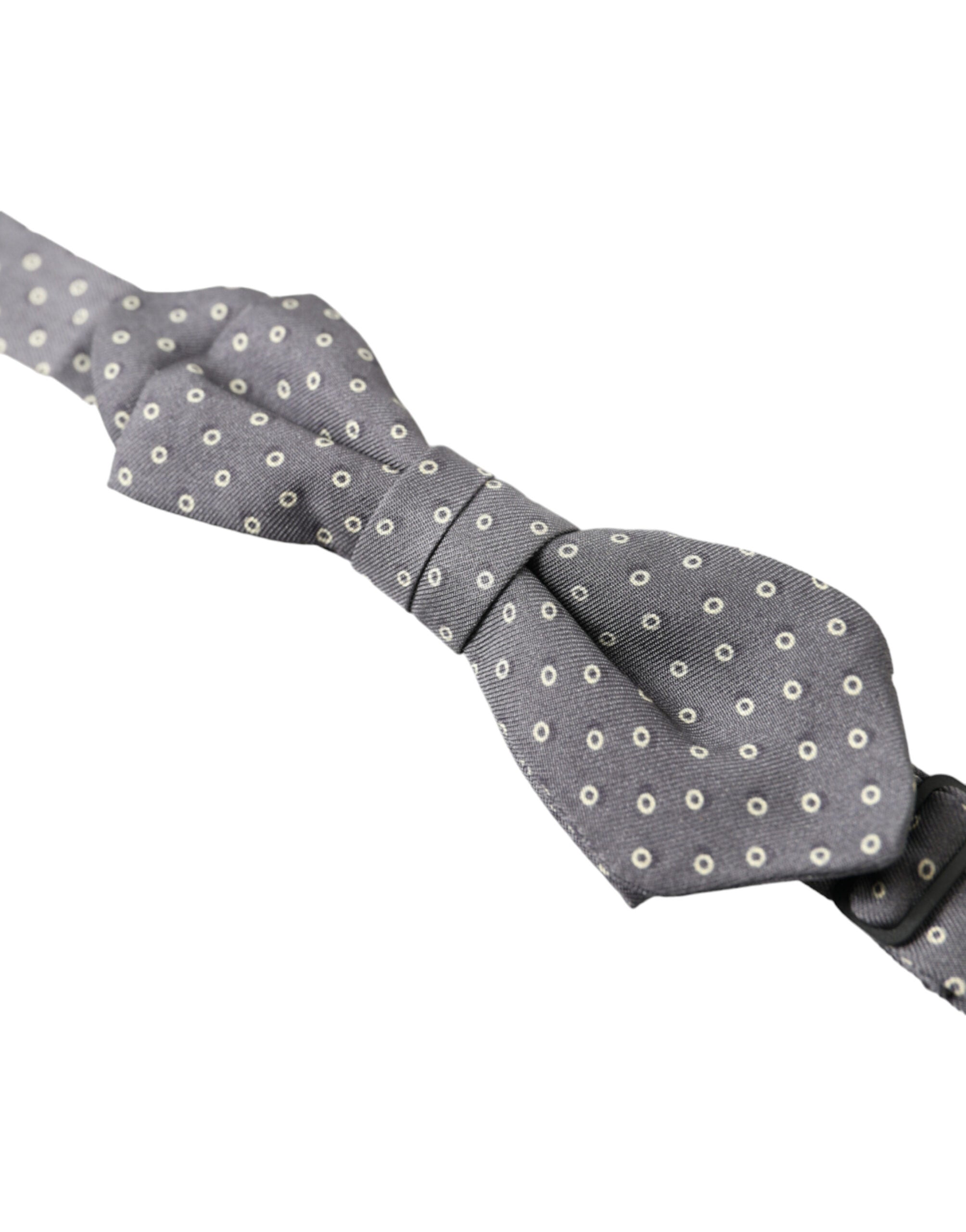 Dolce & Gabbana Grey Polka Dot Silk Bow Tie with Adjustable Neck Papillon