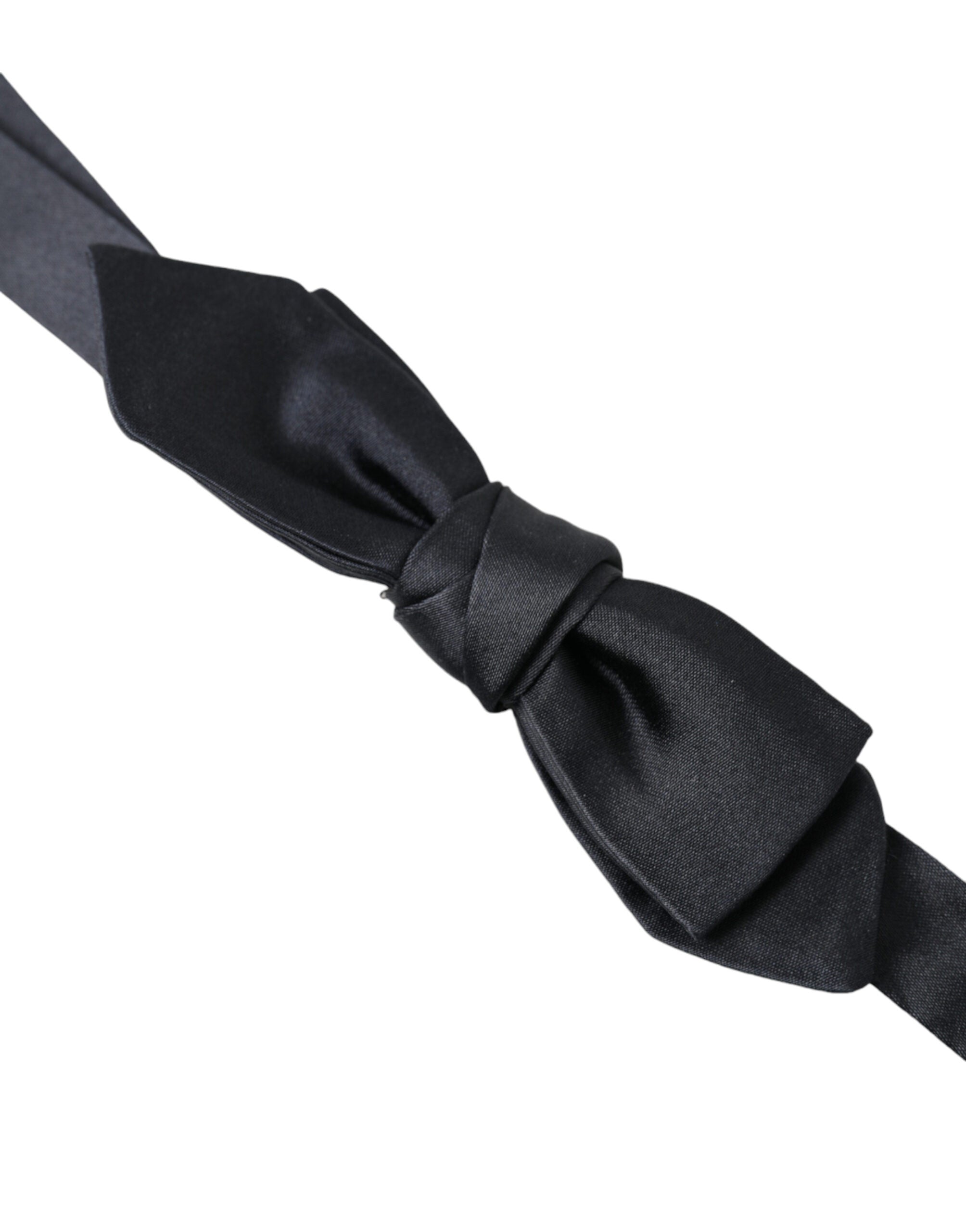 Dolce & Gabbana Dark Blue Silk Satin Adjustable Neck Men's Bow Tie