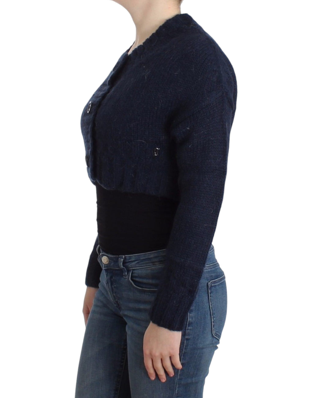 John Galliano Blaue Kurzstrickjacke