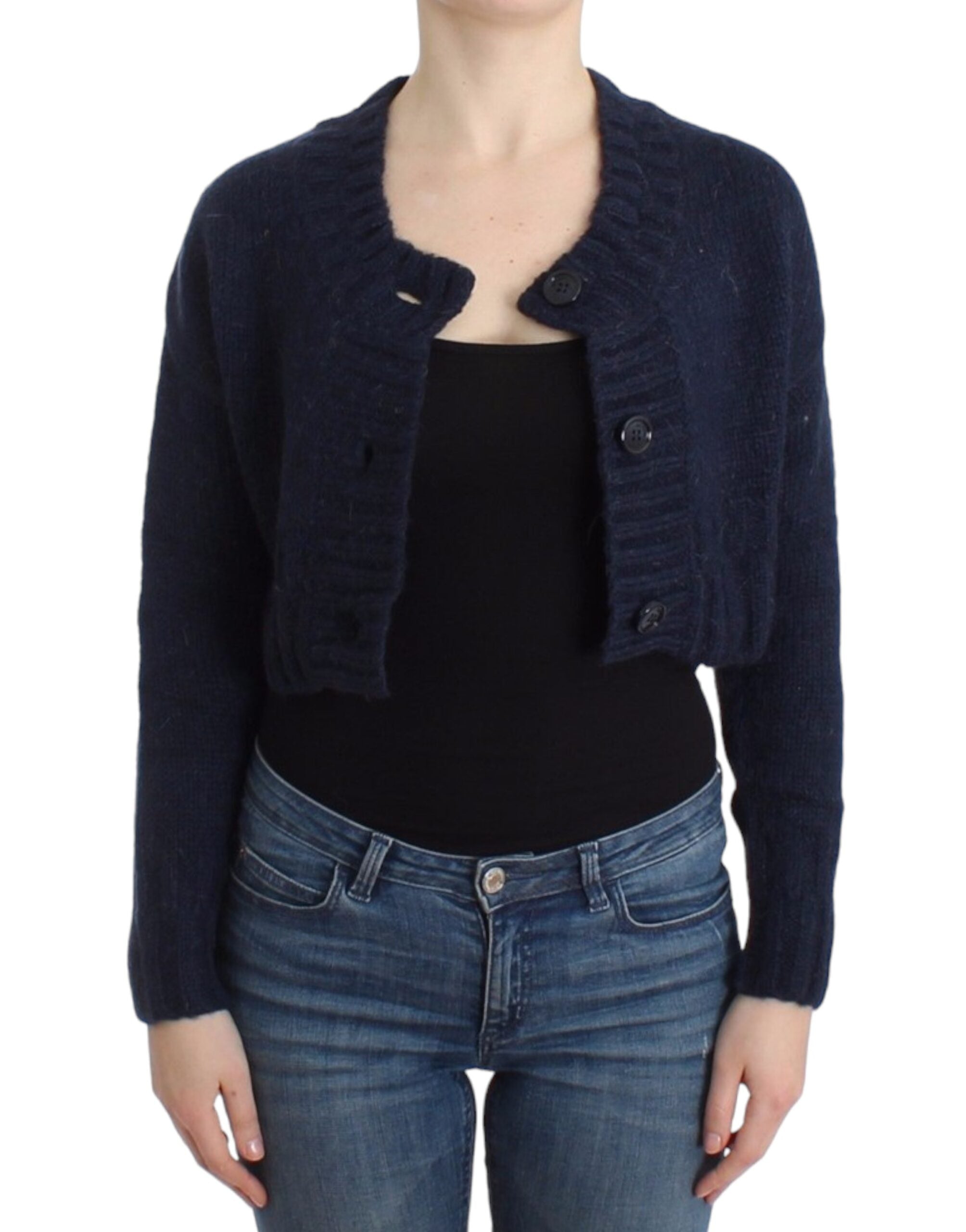 John Galliano Blaue Kurzstrickjacke