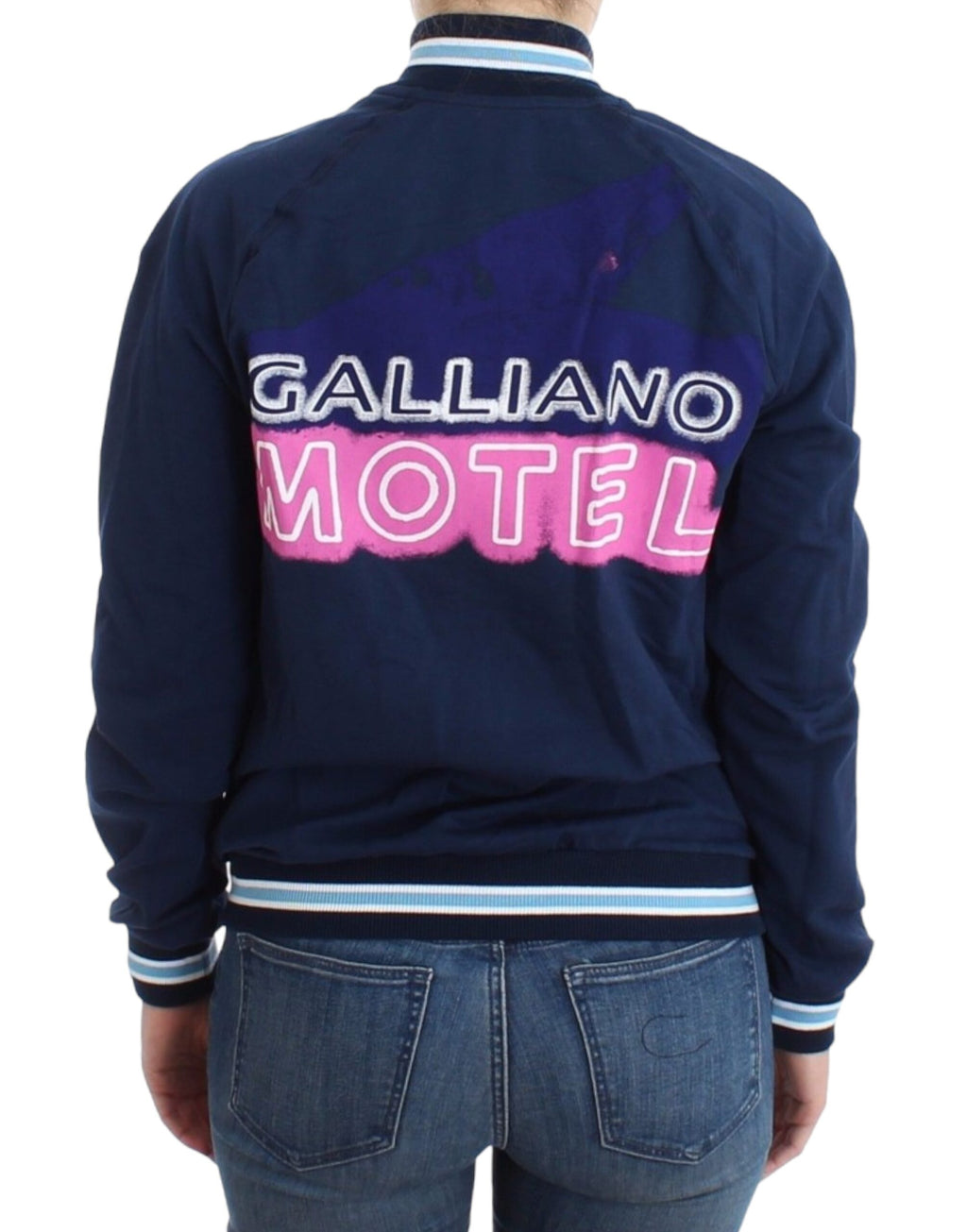 John Galliano Blue Cotton Zip-Up Cardigan