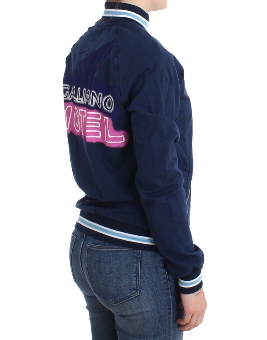 John Galliano Blue Cotton Zip-Up Cardigan
