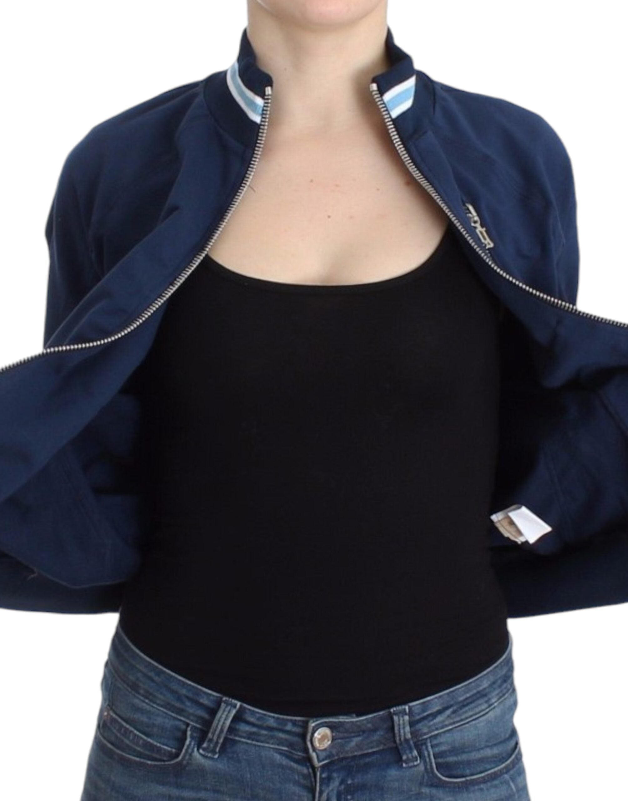 John Galliano Blue Cotton Zip-Up Cardigan