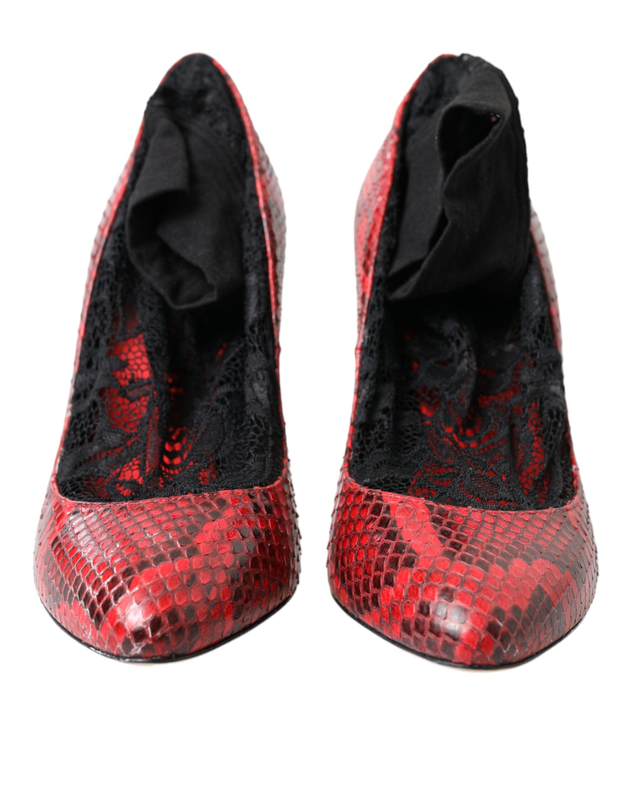 Dolce & Gabbana Red Ayers Leather Lace-Up Sock Pumps Shoes