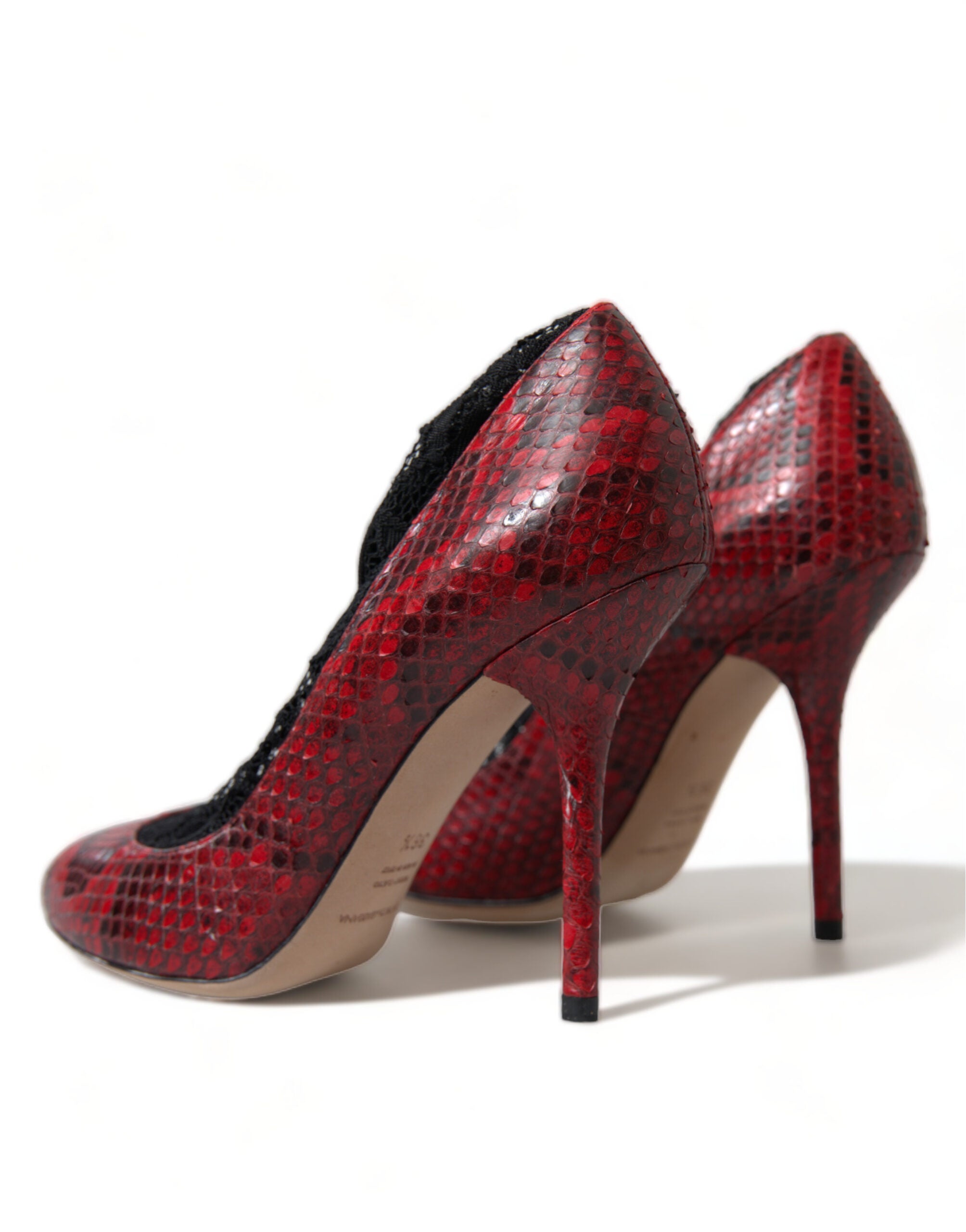 Dolce & Gabbana Red Ayers Leather Lace-Up Sock Pumps Shoes