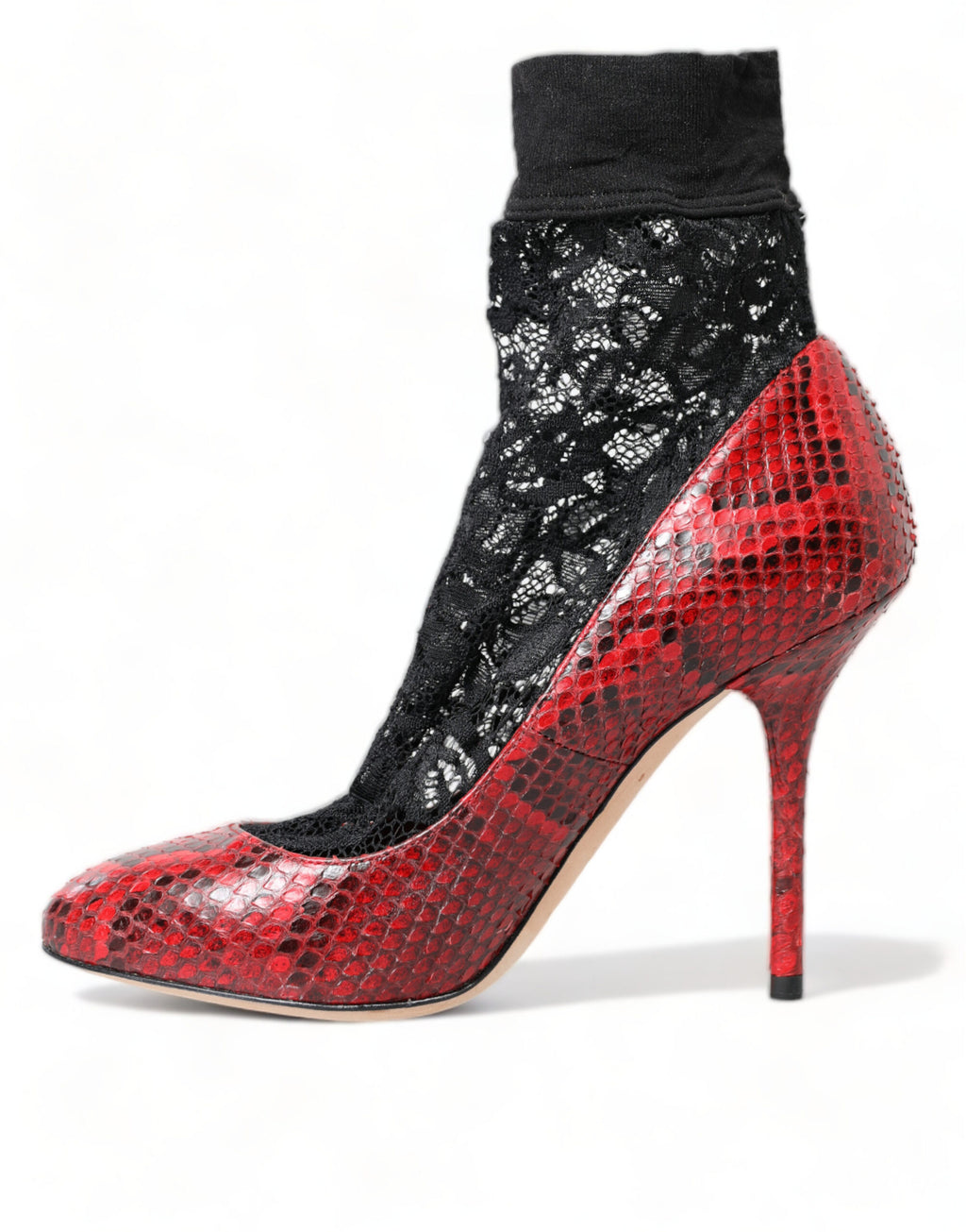 Dolce & Gabbana Red Ayers Leather Lace-Up Sock Pumps Shoes