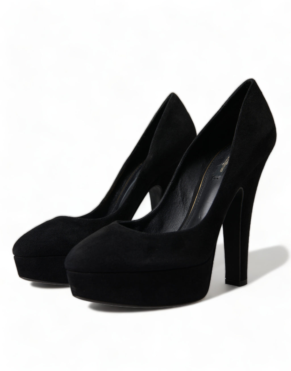 Dolce & Gabbana Black Suede Leather Platform Pumps Shoes