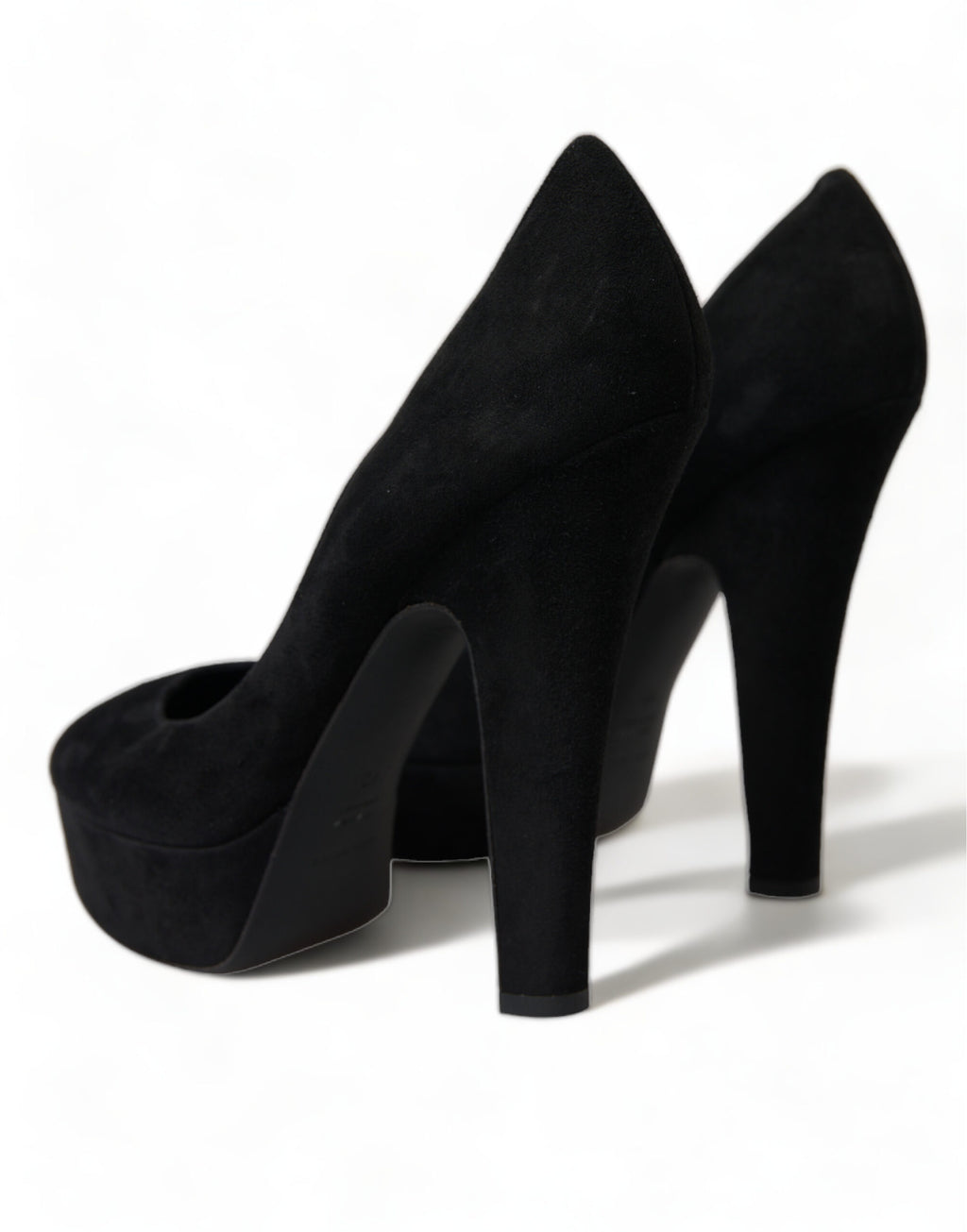 Dolce & Gabbana Black Suede Leather Platform Pumps Shoes
