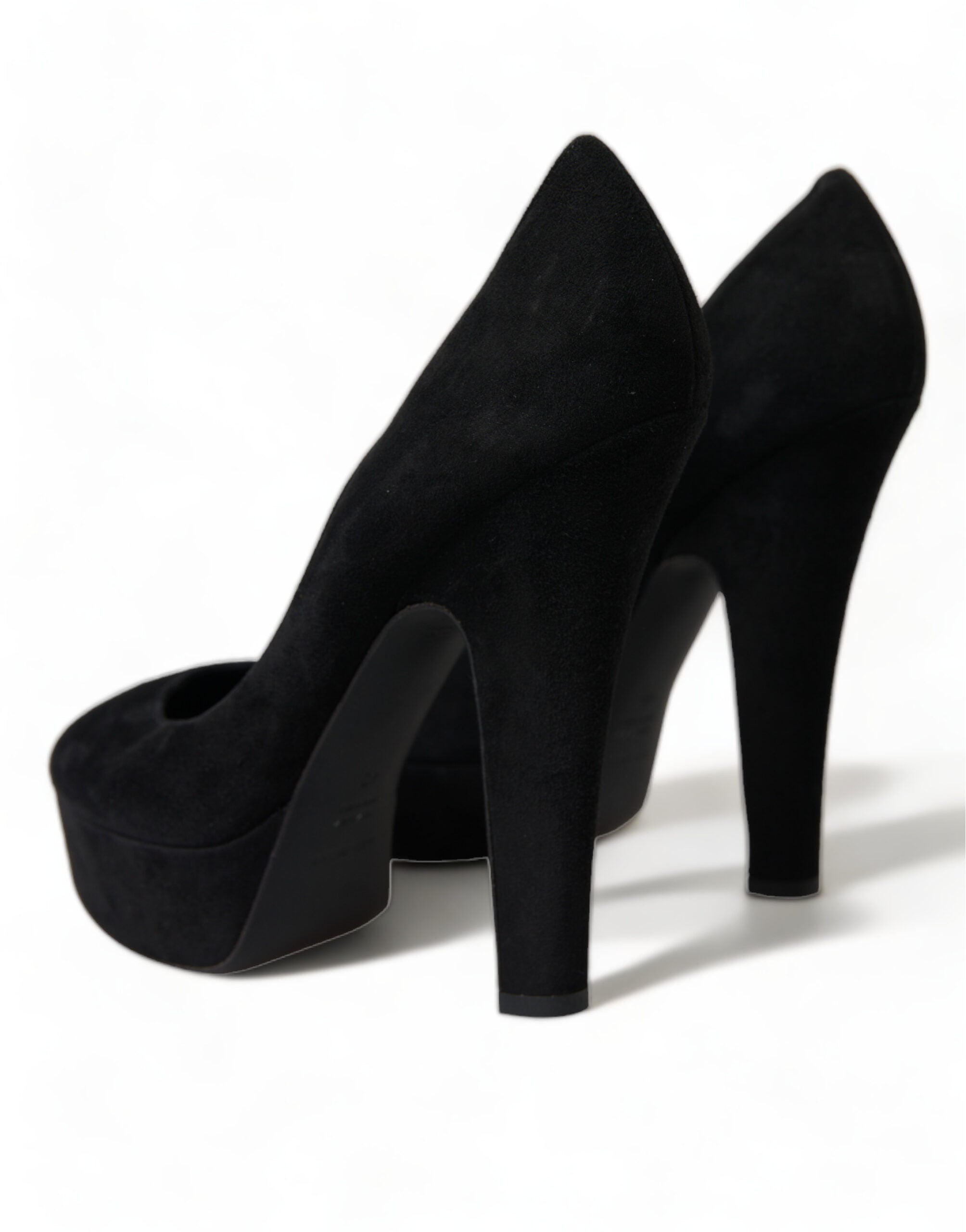 Dolce & Gabbana Black Suede Leather Platform Pumps Shoes