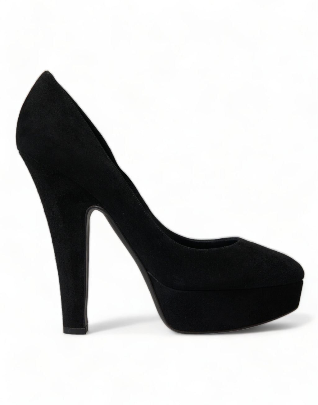 Dolce & Gabbana Black Suede Leather Platform Pumps Shoes