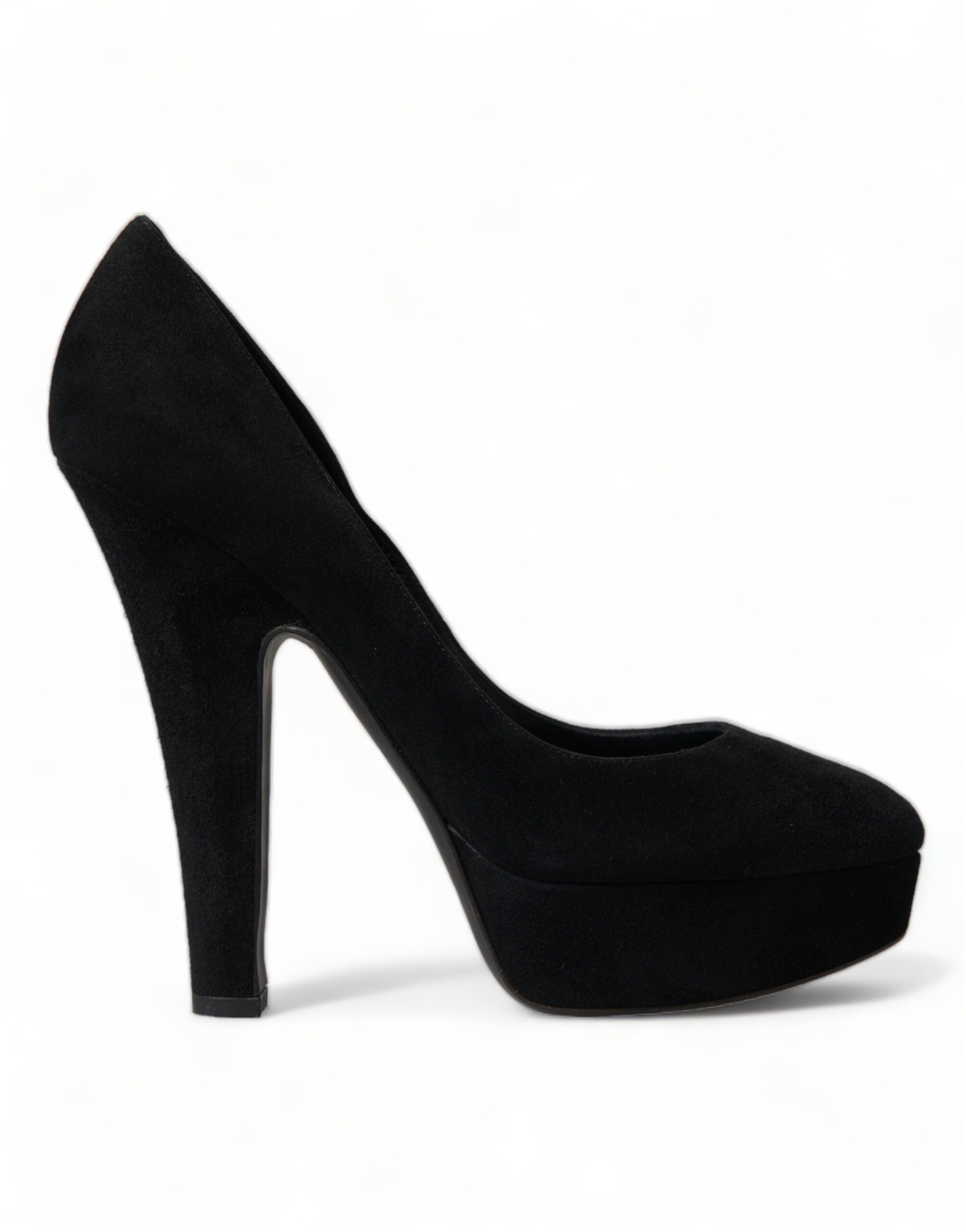 Dolce & Gabbana Black Suede Leather Platform Pumps Shoes