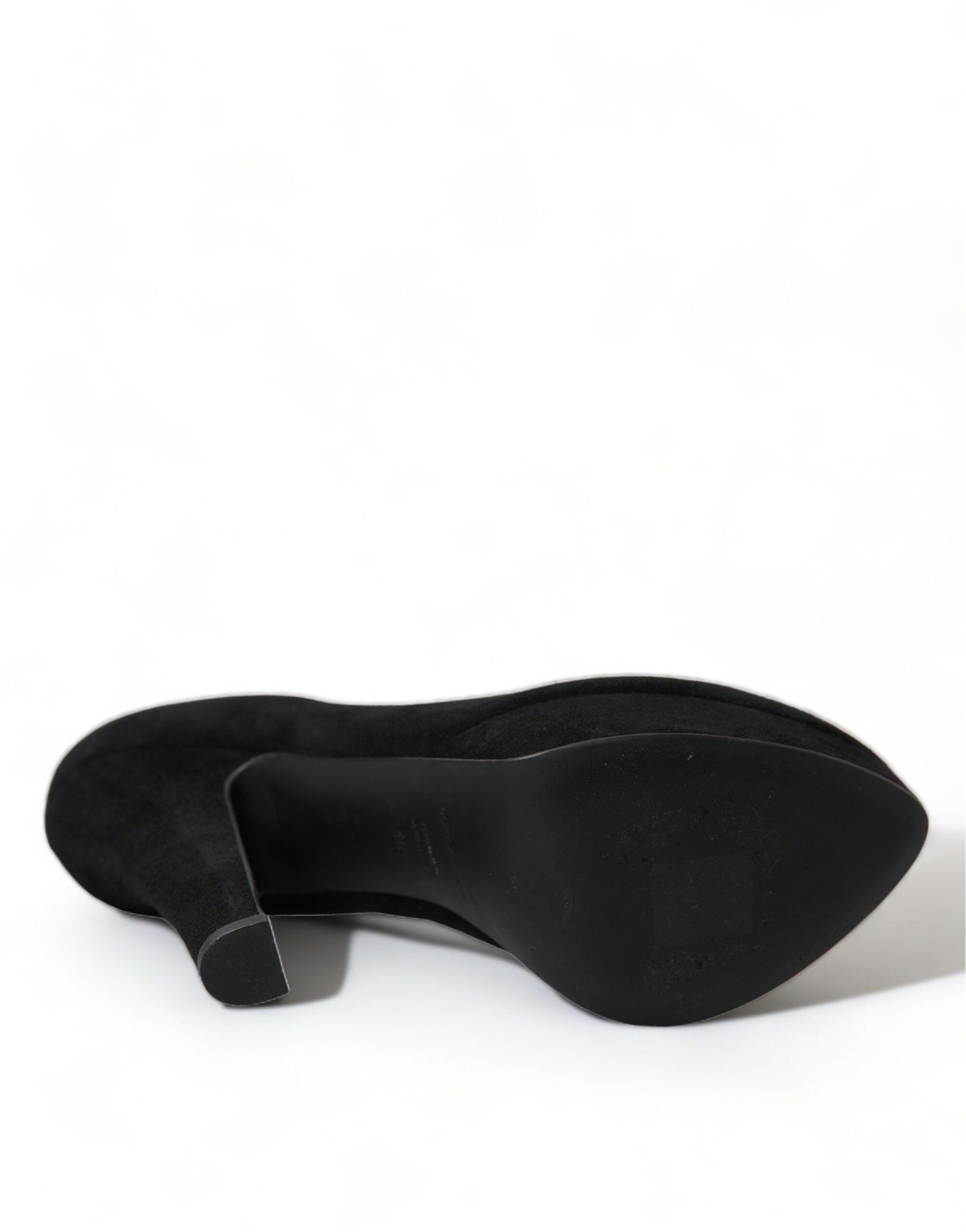 Dolce & Gabbana Black Suede Leather Platform Pumps Shoes