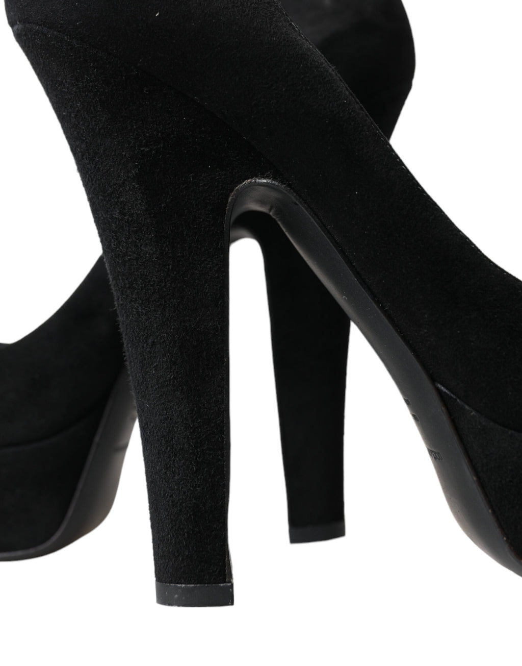 Dolce & Gabbana Black Suede Leather Platform Pumps Shoes