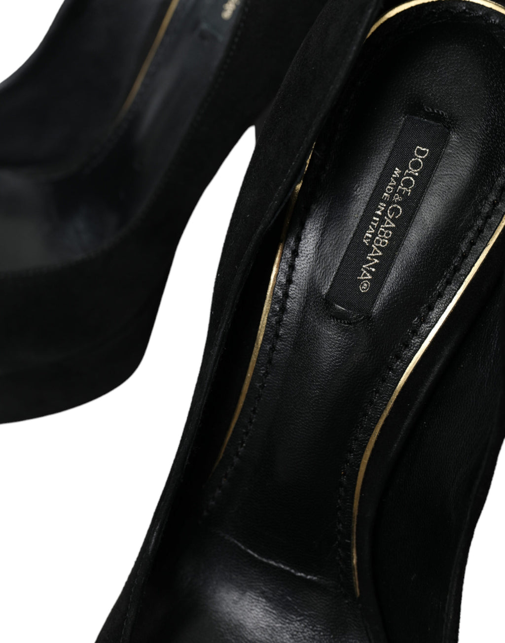 Dolce & Gabbana Black Suede Leather Platform Pumps Shoes