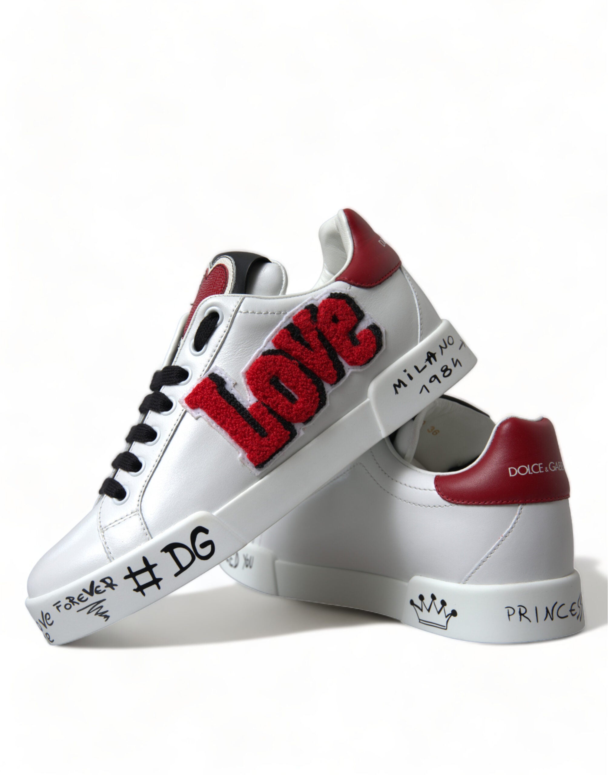 Dolce & Gabbana Weiß Love Patch Portofino Klassische Turnschuhe Schuhe