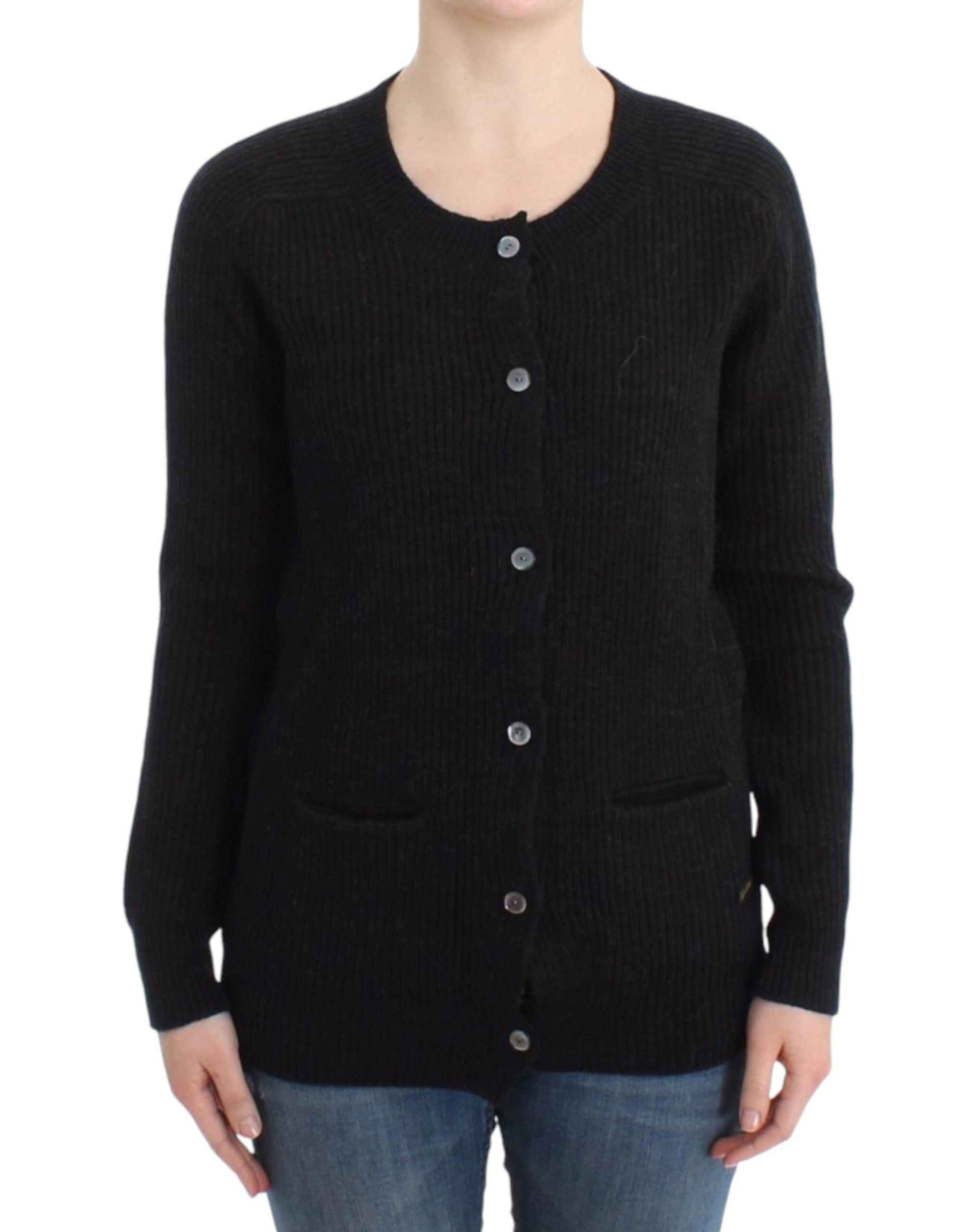 John Galliano Schwarze Wollstrickjacke