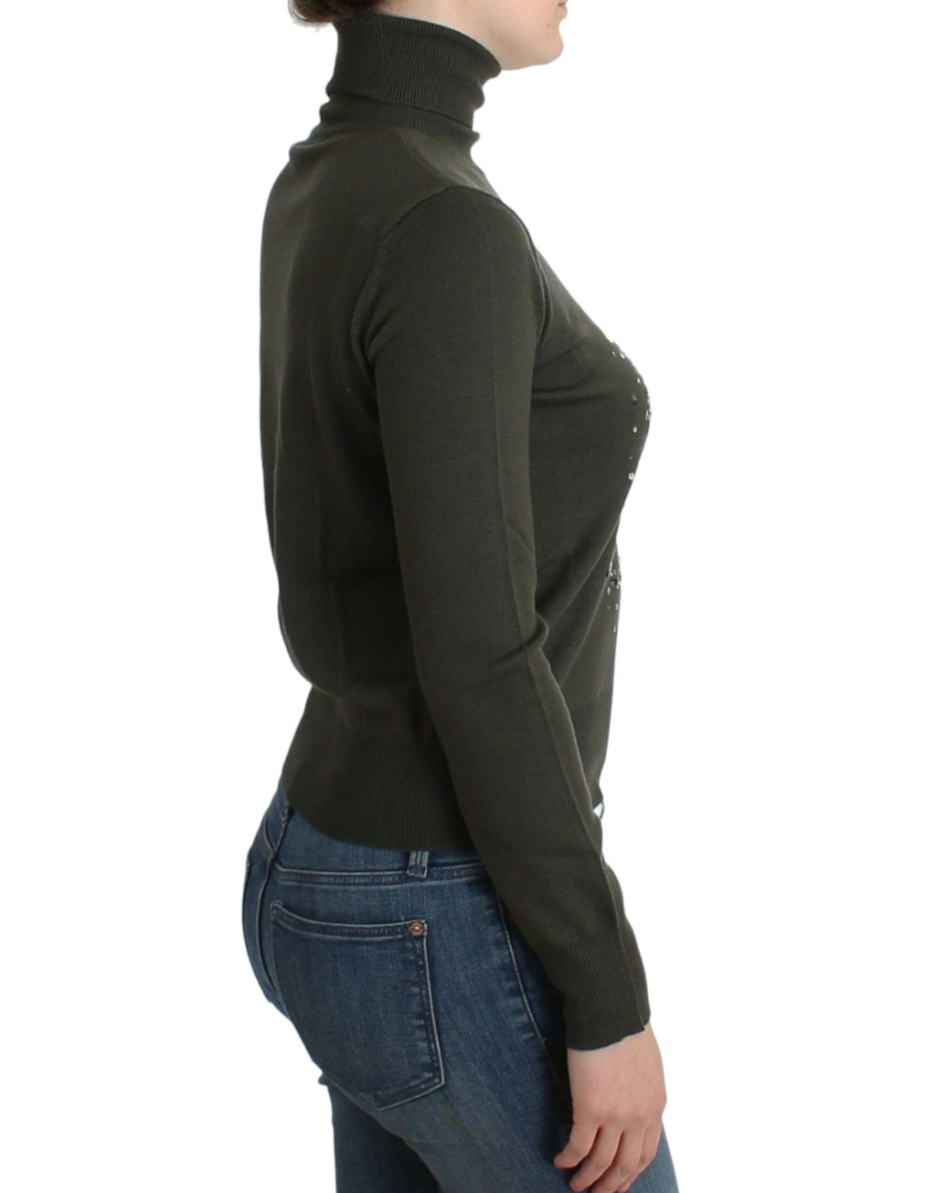 John Galliano Grüner Woll-Rollkragenpullover