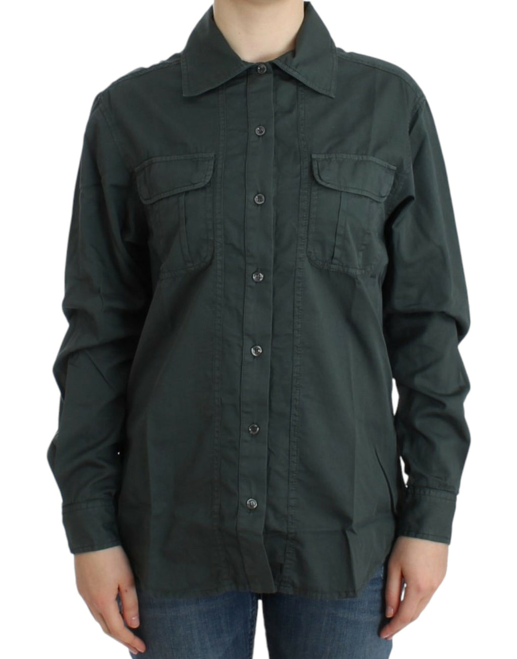 Cavalli Gray Button-Down Shirt