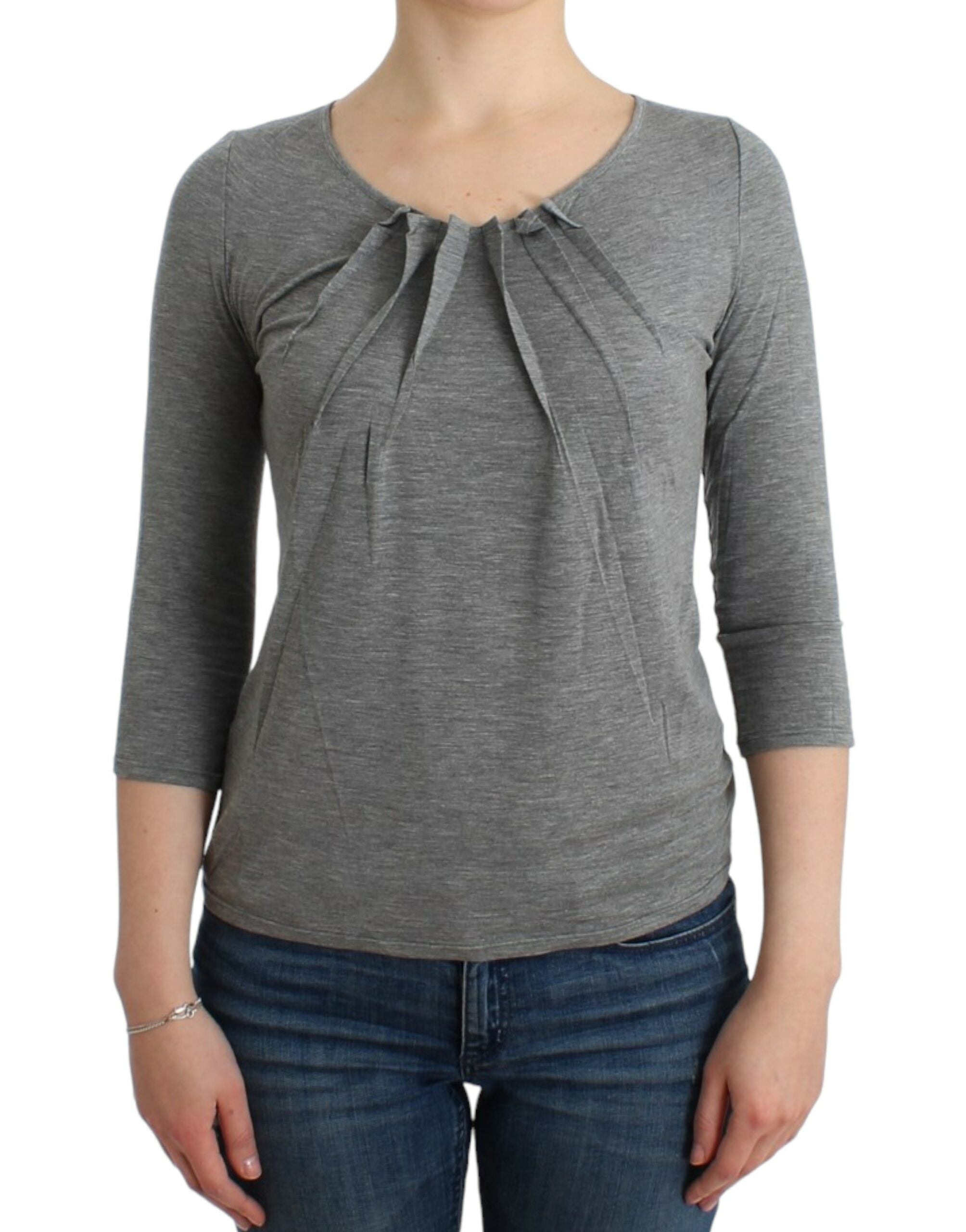 Cavalli Grey 3/4-Sleeve Pullover Top