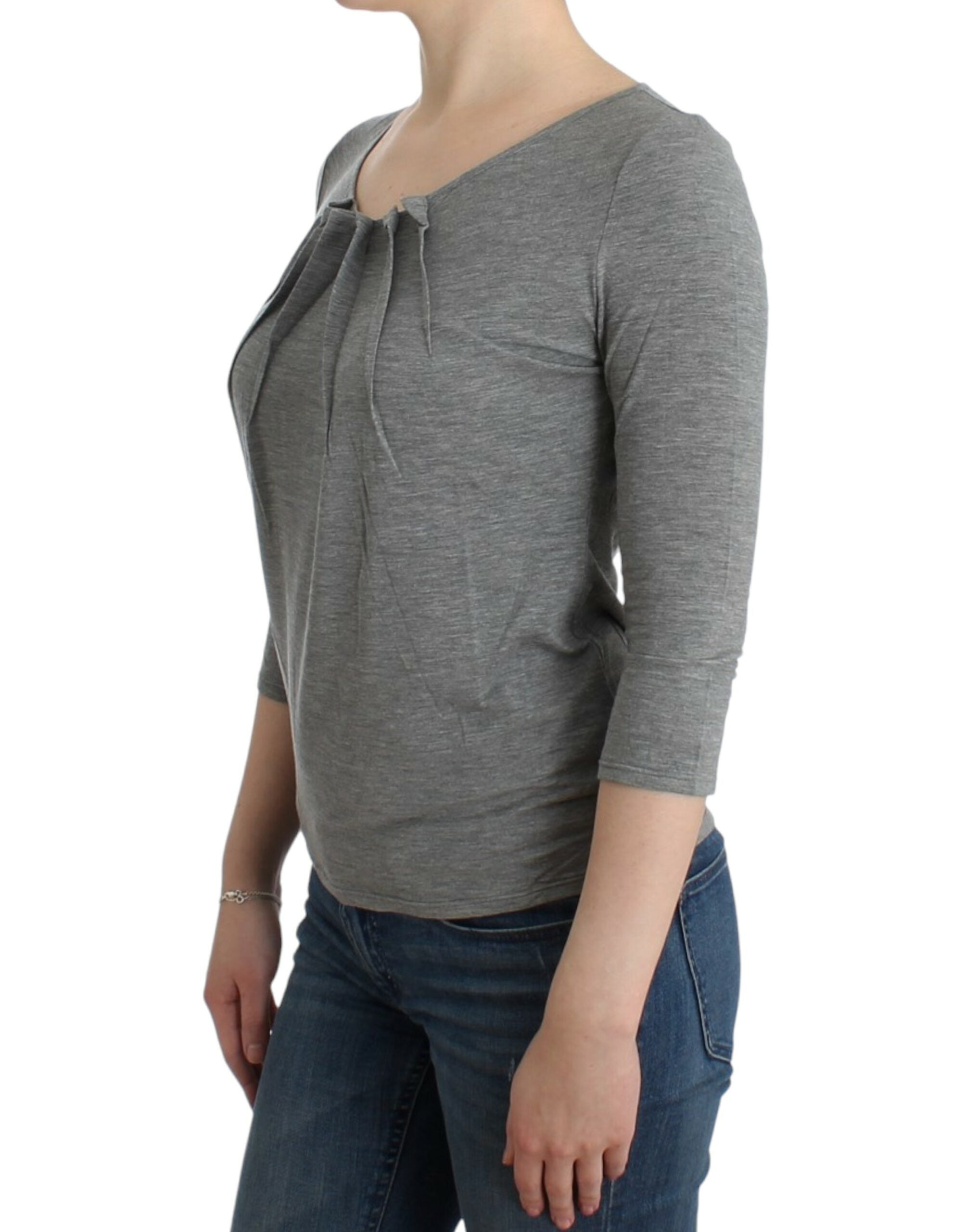 Cavalli Grey 3/4-Sleeve Pullover Top