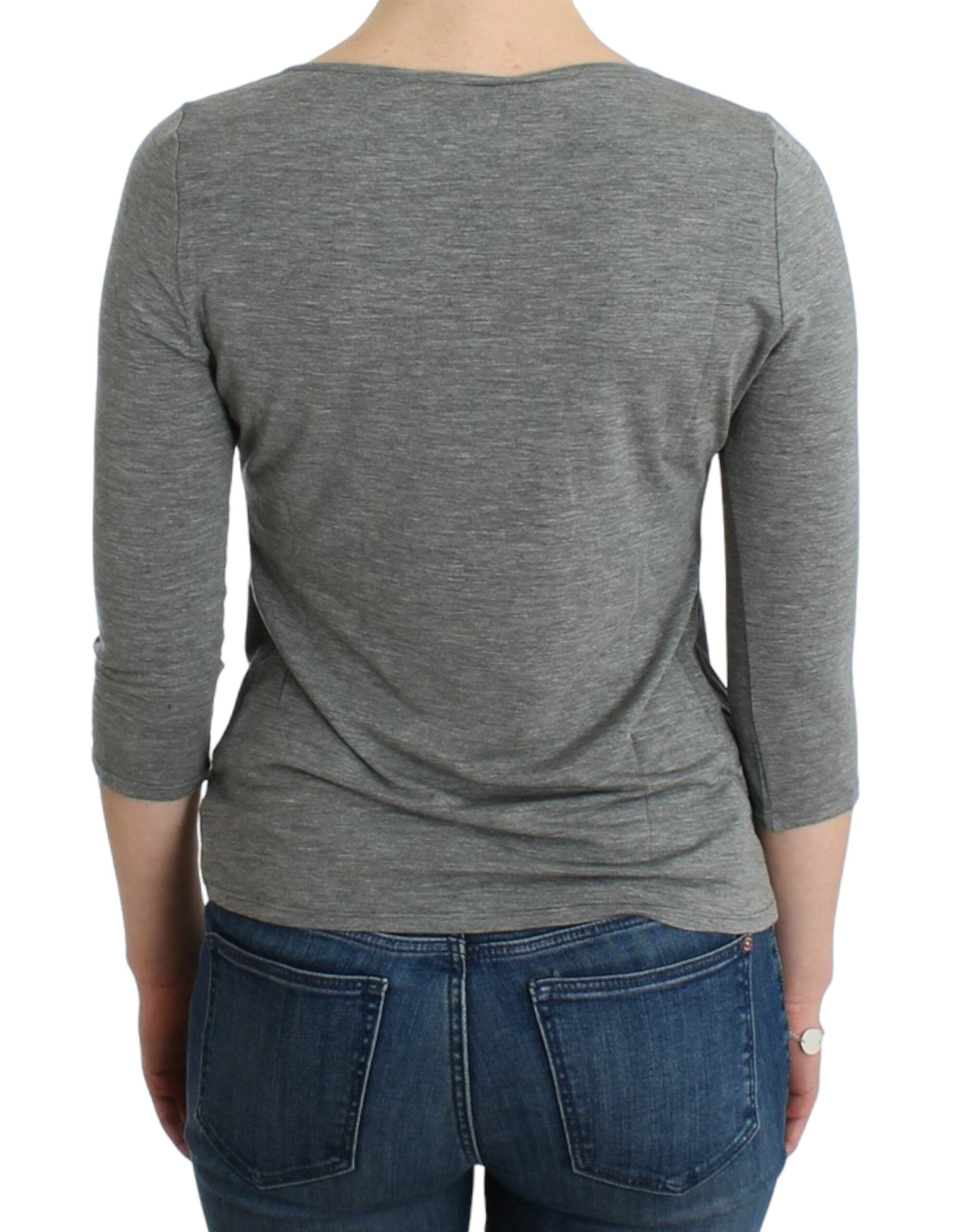 Cavalli Grey 3/4-Sleeve Pullover Top