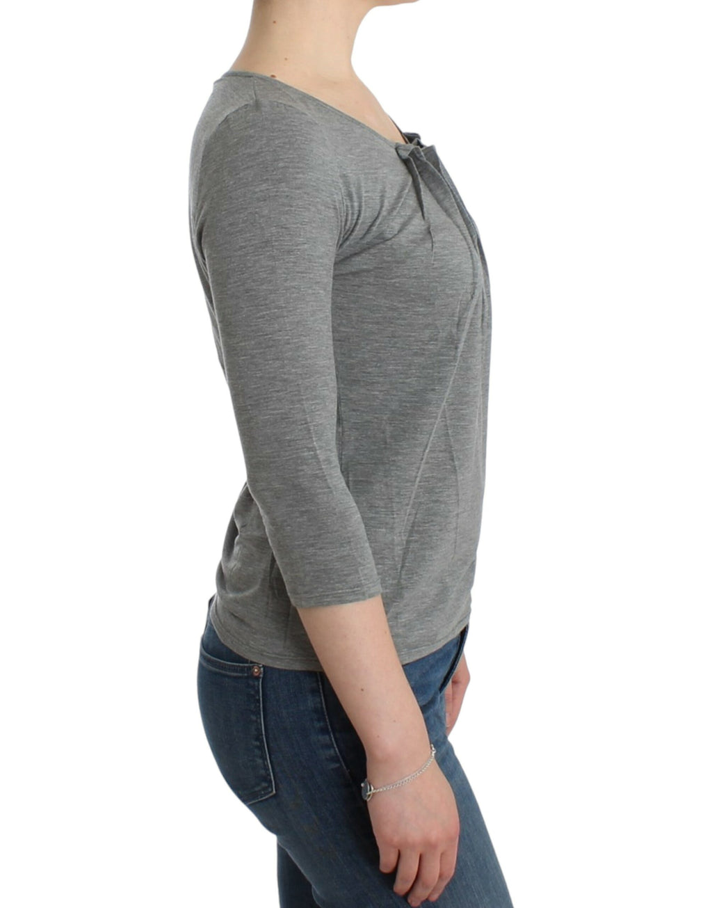 Cavalli Grey 3/4-Sleeve Pullover Top