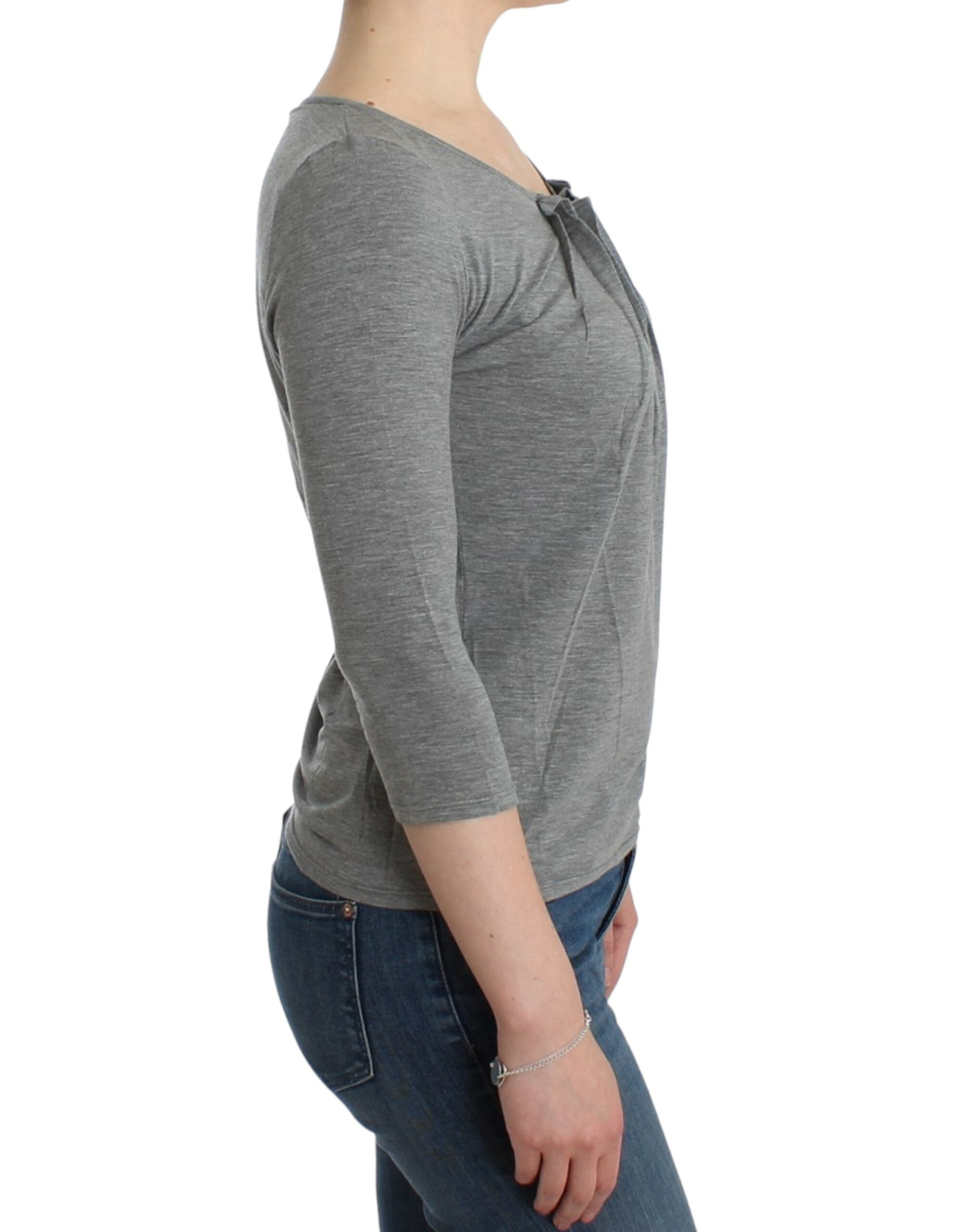 Cavalli Grey 3/4-Sleeve Pullover Top