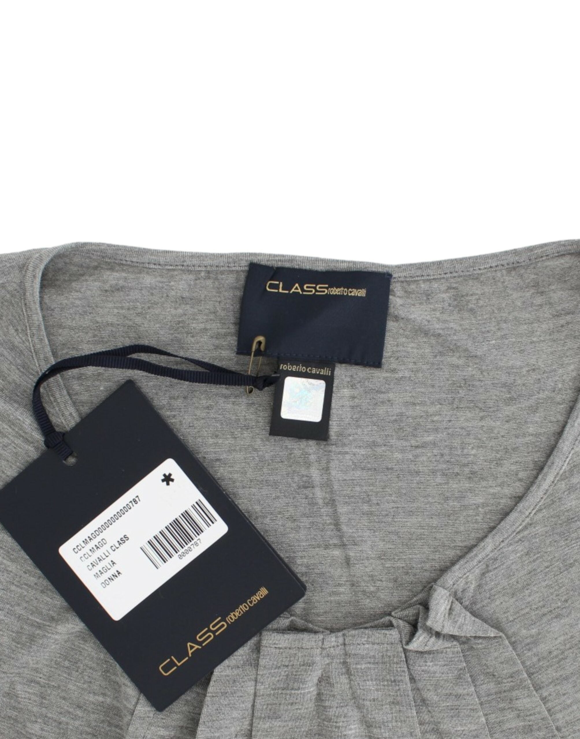 Cavalli Grey 3/4-Sleeve Pullover Top