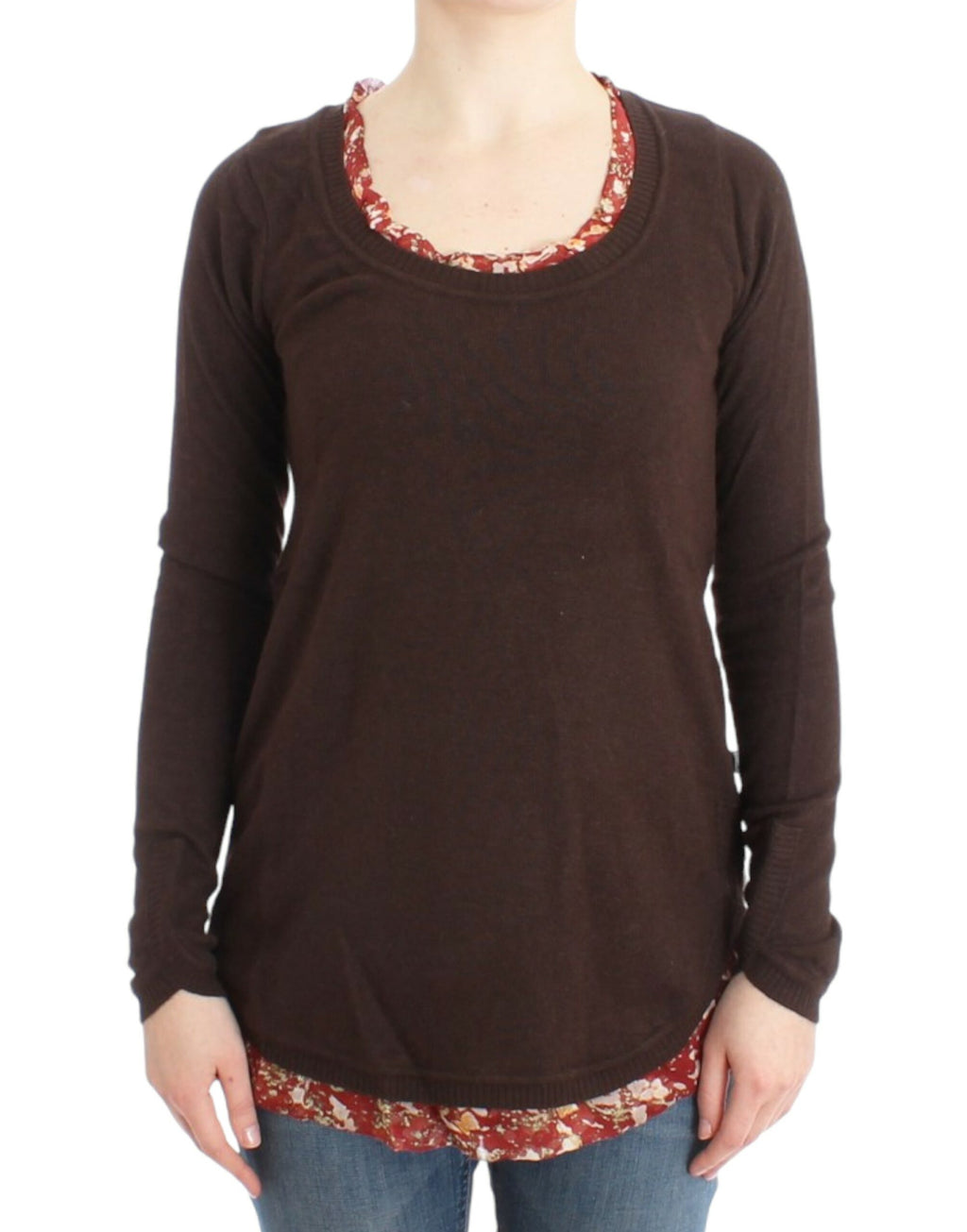Cavalli Brown Crew Neck Pullover