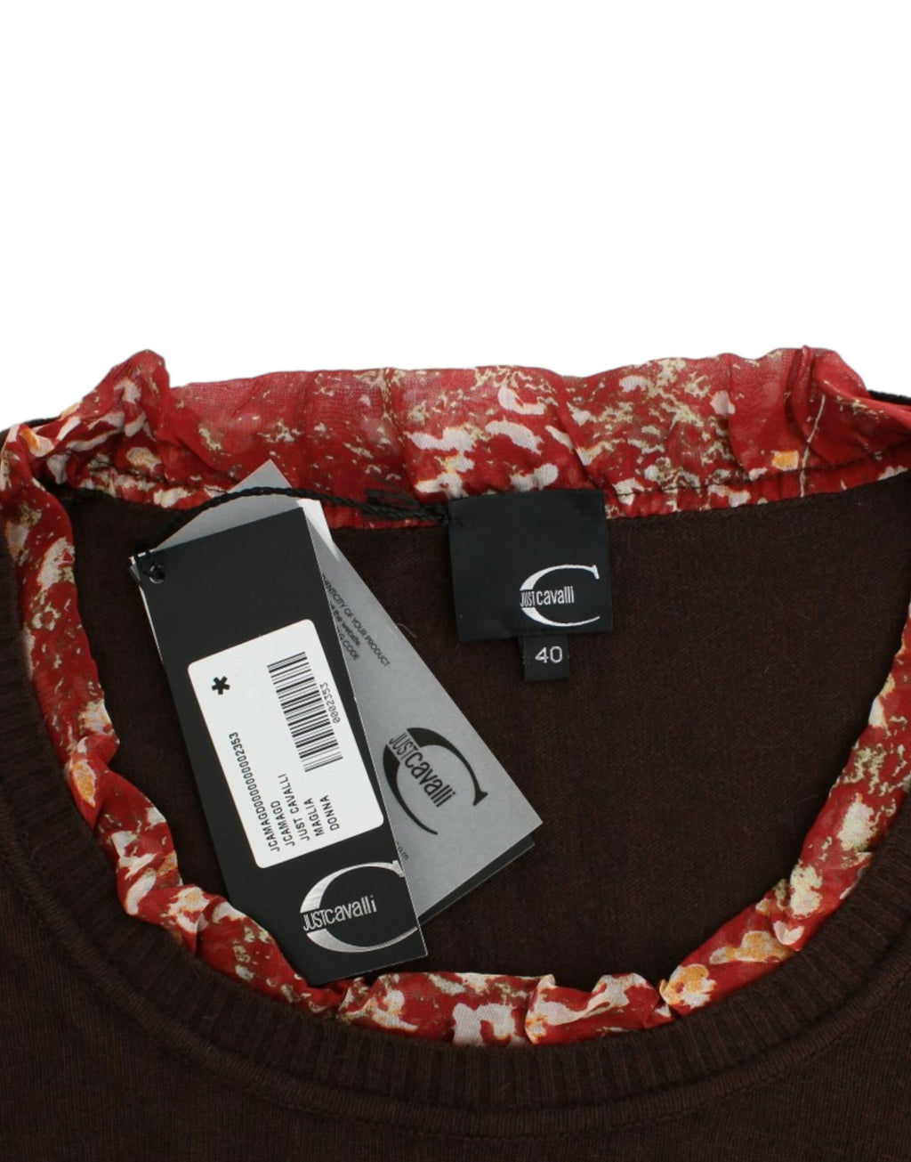 Cavalli Brown Crew Neck Pullover