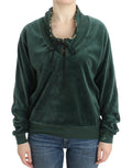 Cavalli Grüner Baumwollpullover aus Samt