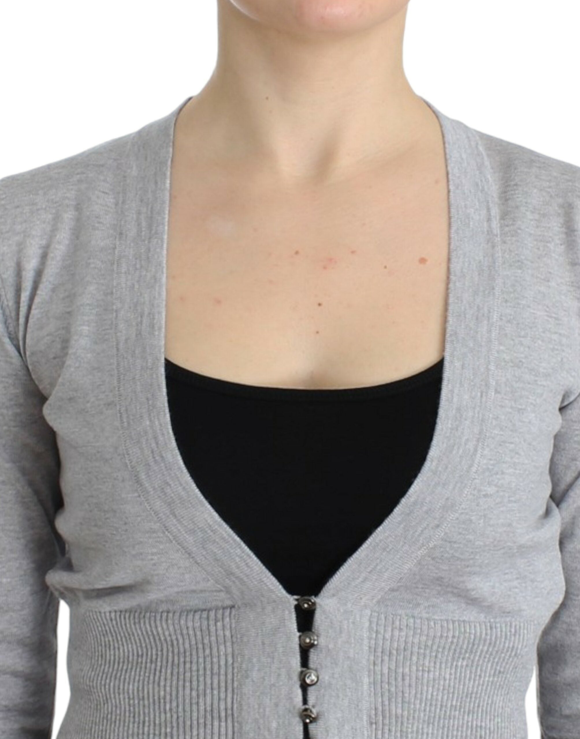 Cavalli Graue Strickjacke aus Wolle in Kurzform