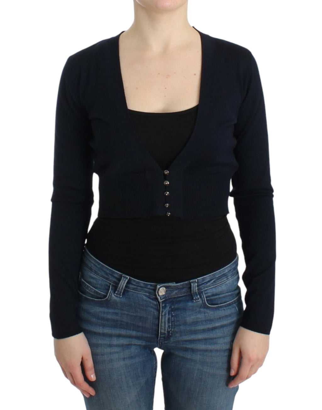 Cavalli Black Cropped Wool Cardigan