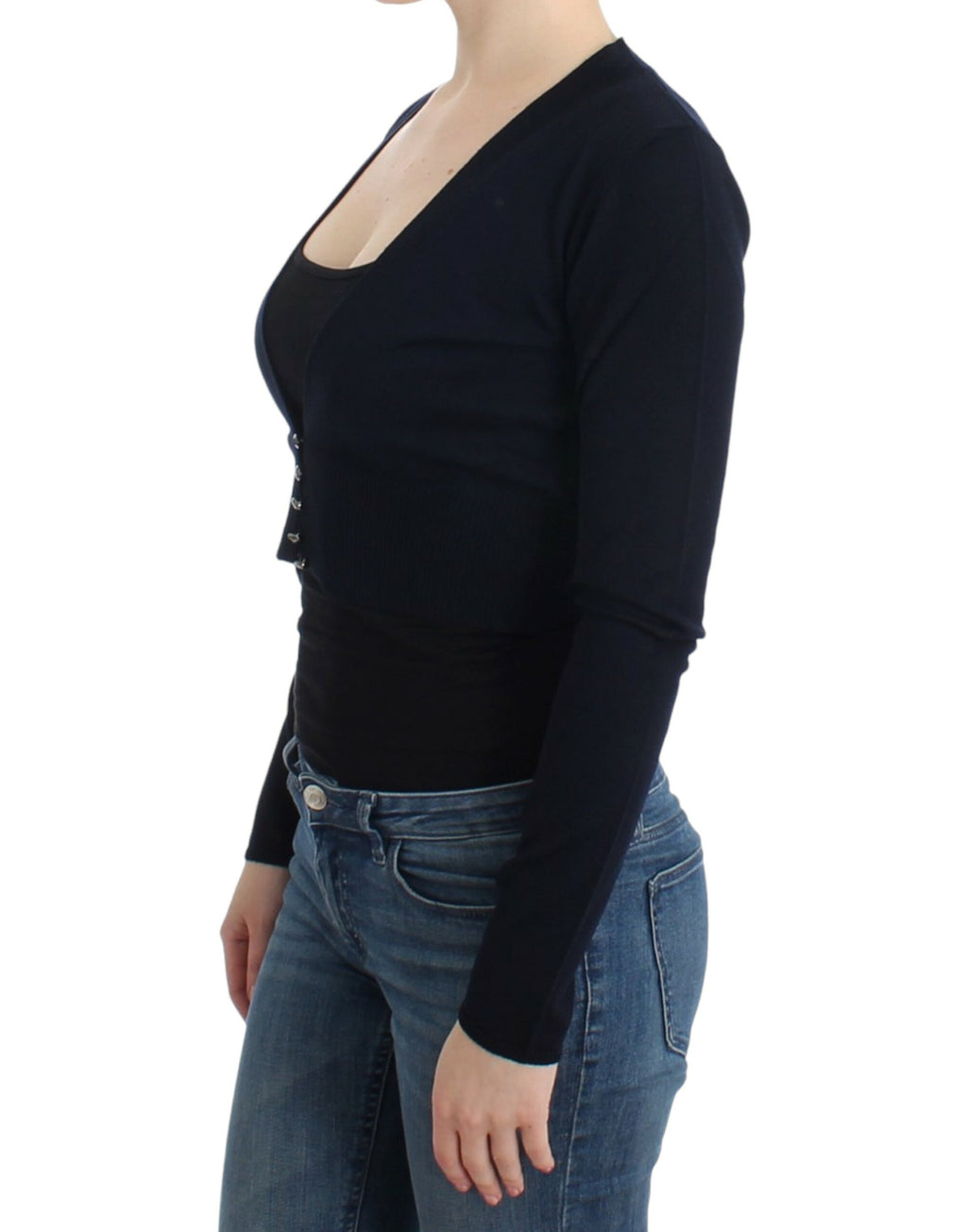 Cavalli Black Cropped Wool Cardigan
