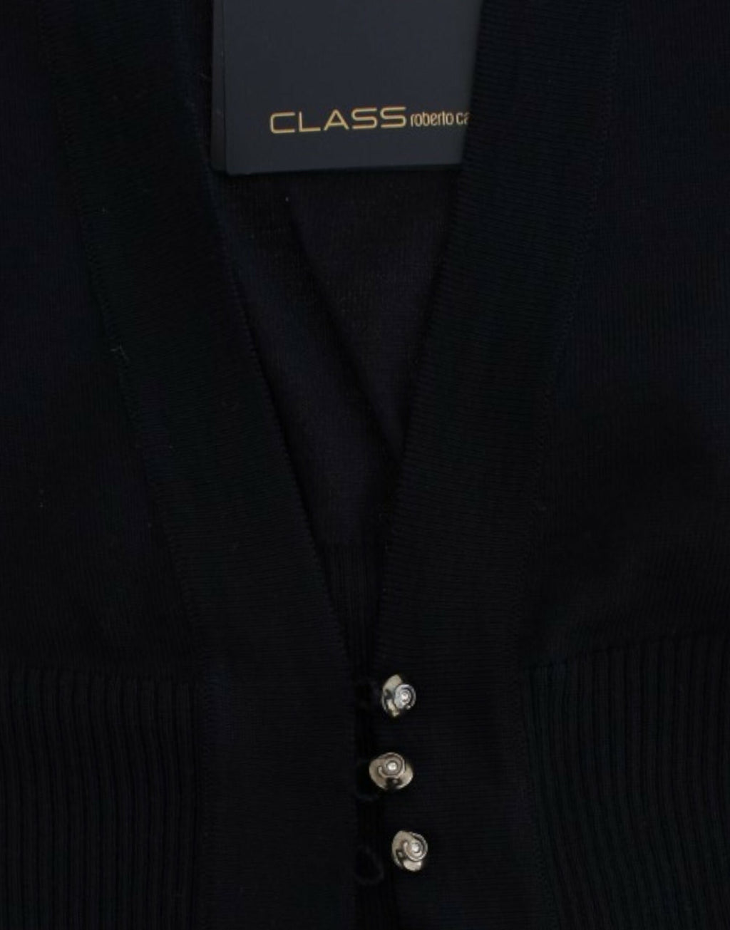 Cavalli Black Cropped Wool Cardigan