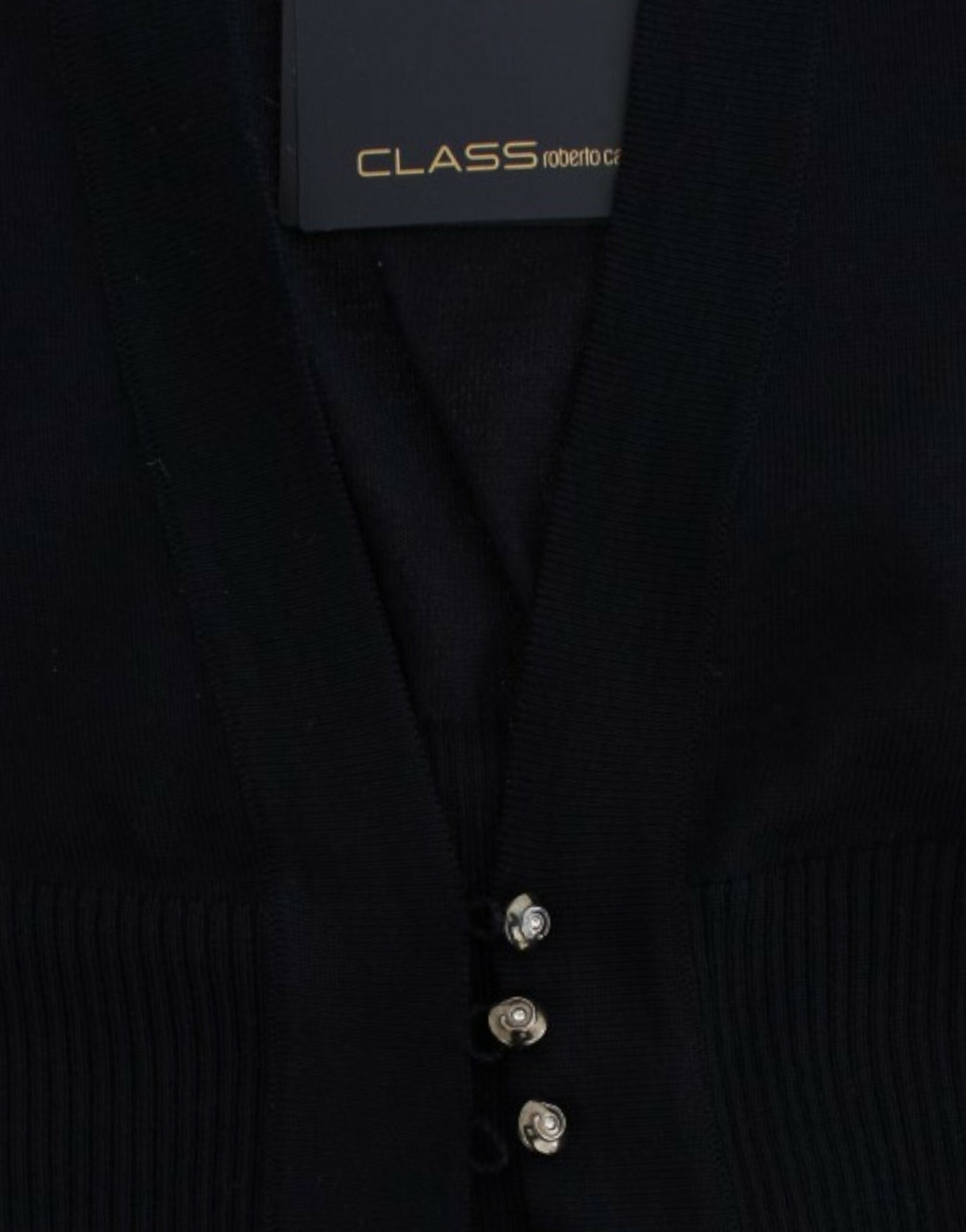 Cavalli Black Cropped Wool Cardigan
