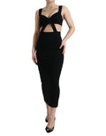 Dolce & Gabbana Schwarzes ausgeschnittenes ärmelloses Bodycon Midikleid